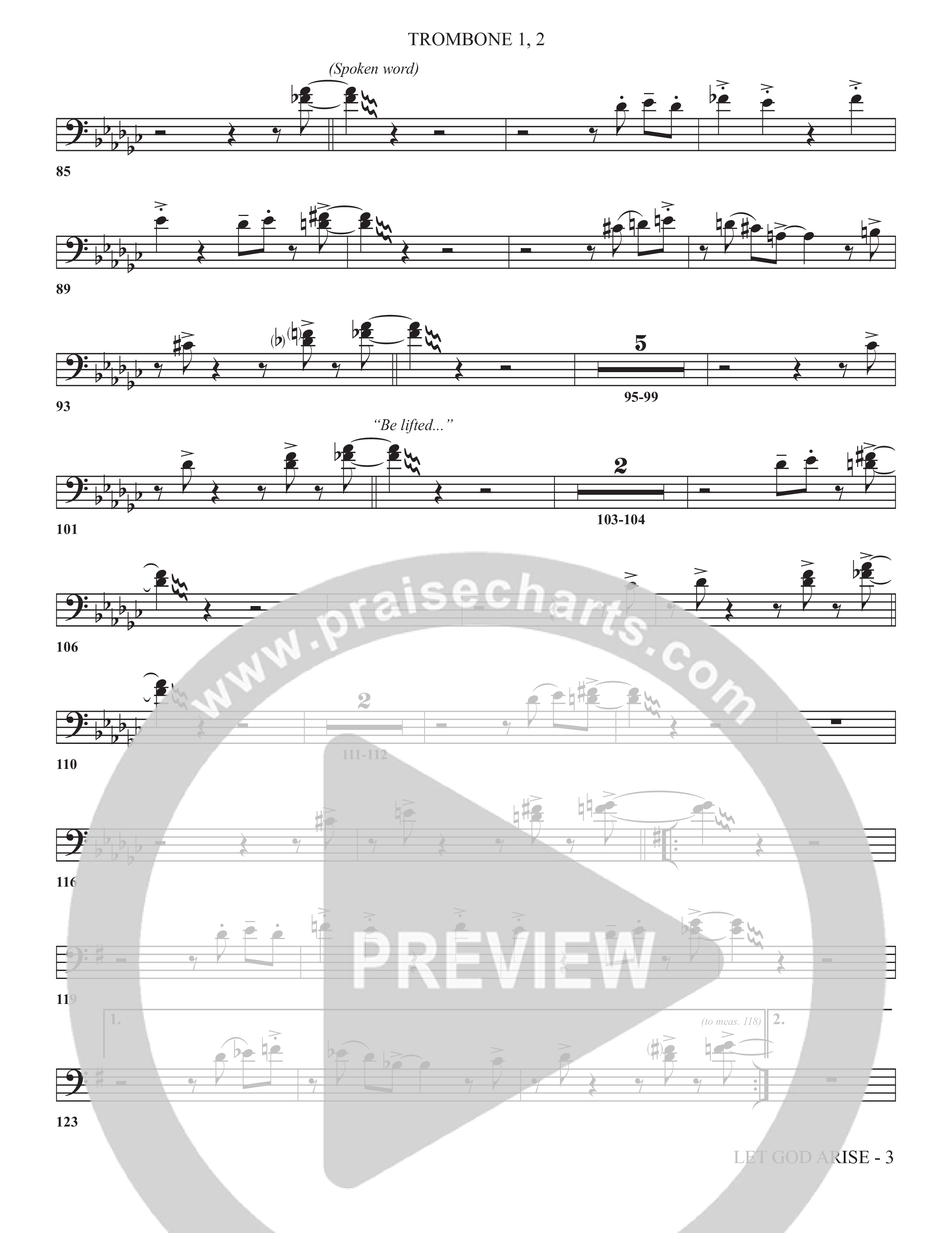 Let God Arise (Choral Anthem SATB) Trombone 1/2 (The Brooklyn Tabernacle Choir / Arr. Carol Cymbala / Orch. Jason Michael Webb)