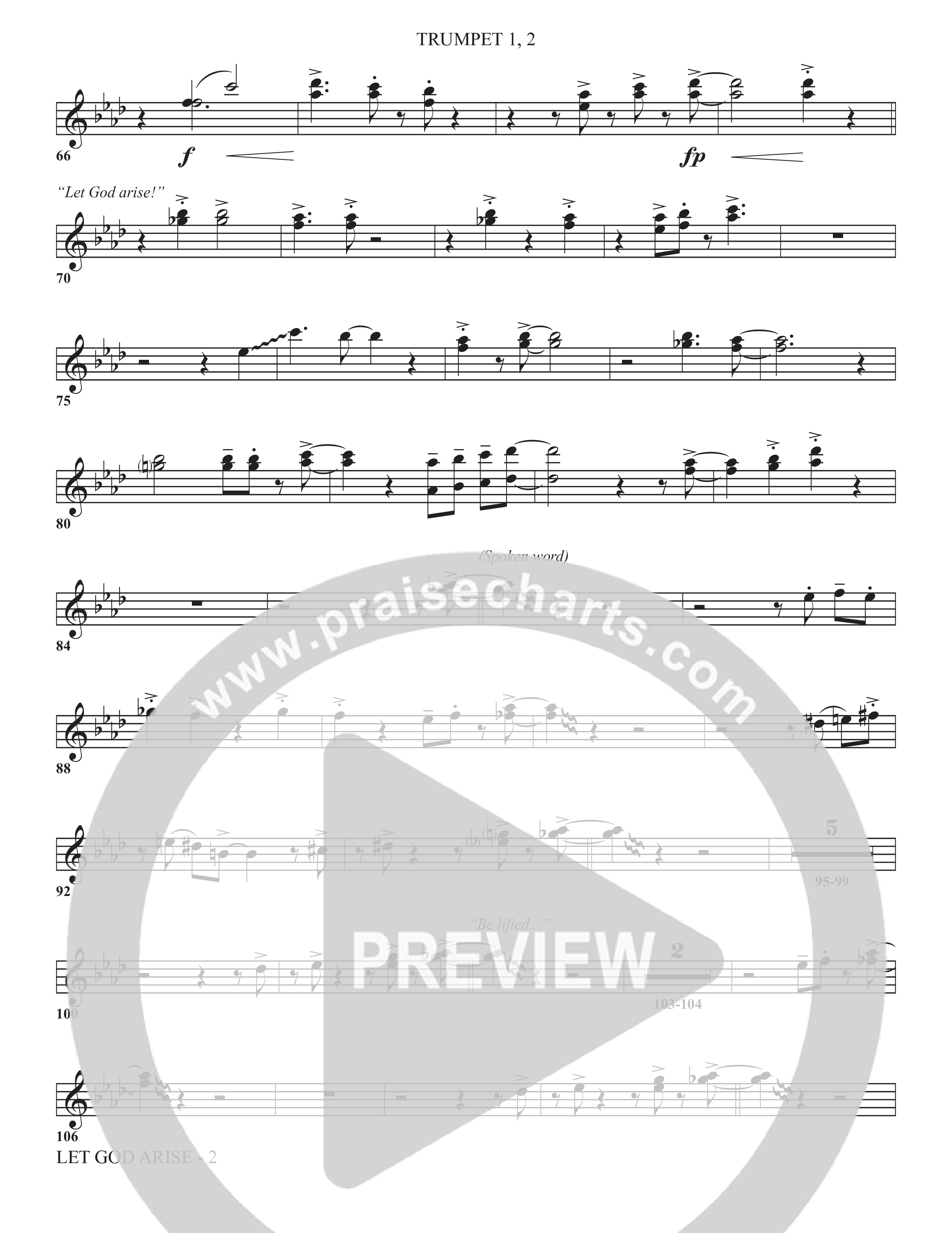 Let God Arise (Choral Anthem SATB) Trumpet 1,2 (The Brooklyn Tabernacle Choir / Arr. Carol Cymbala / Orch. Jason Michael Webb)