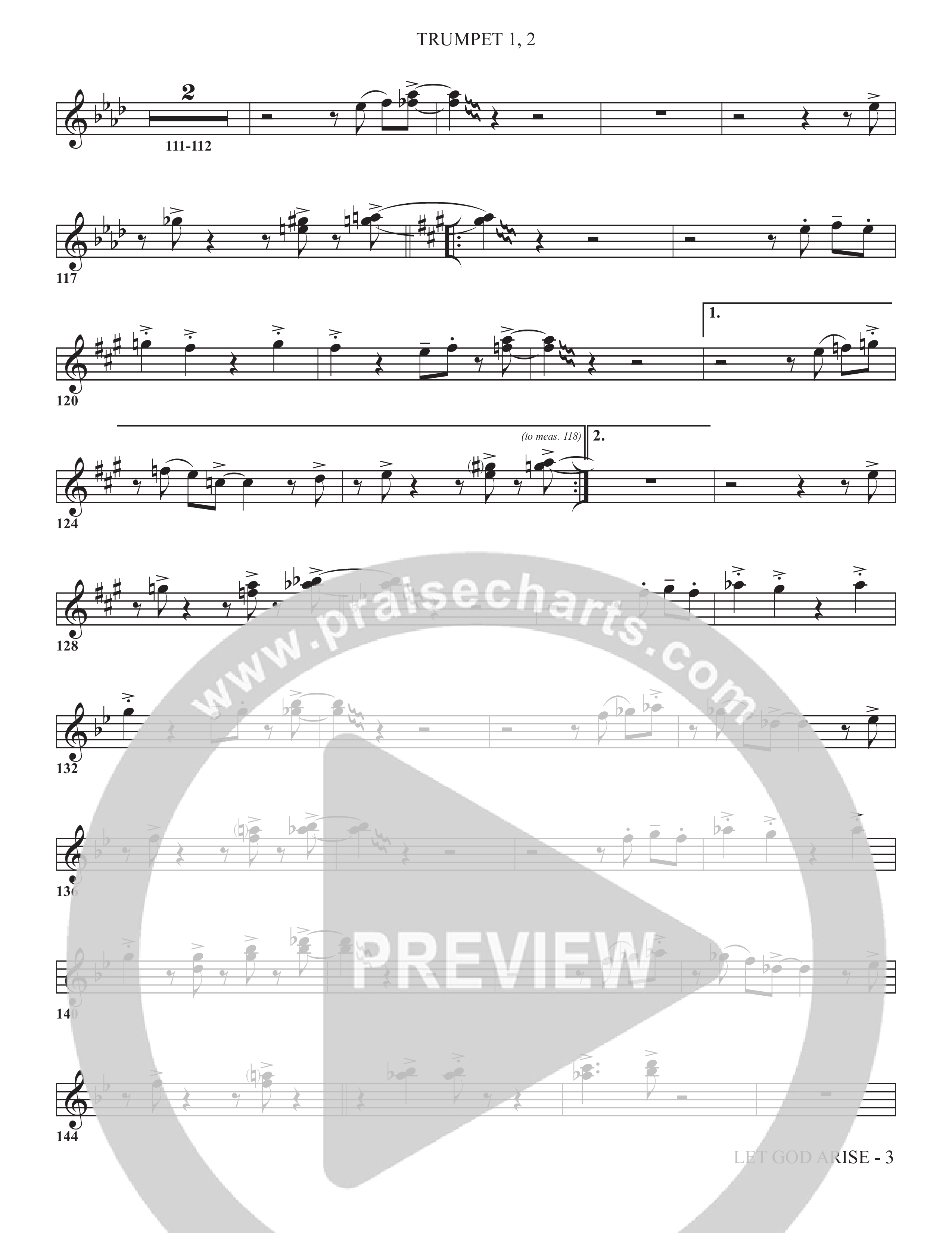 Let God Arise (Choral Anthem SATB) Trumpet 1,2 (The Brooklyn Tabernacle Choir / Arr. Carol Cymbala / Orch. Jason Michael Webb)