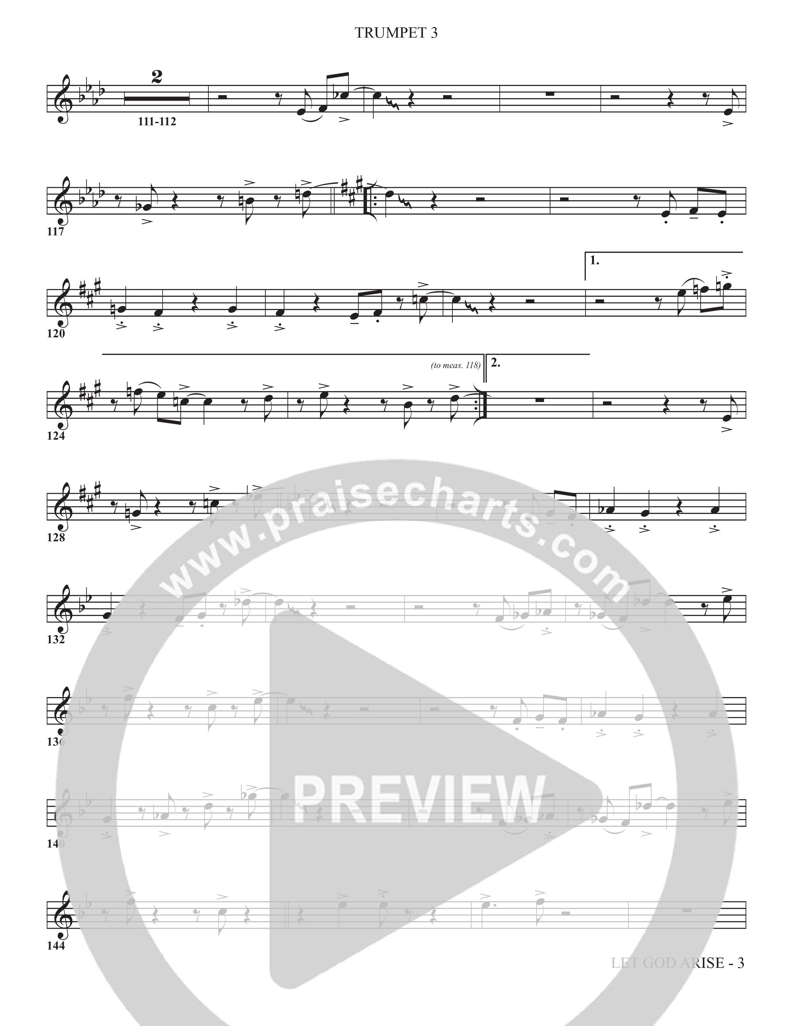 Let God Arise (Choral Anthem SATB) Trumpet 3 (The Brooklyn Tabernacle Choir / Arr. Carol Cymbala / Orch. Jason Michael Webb)