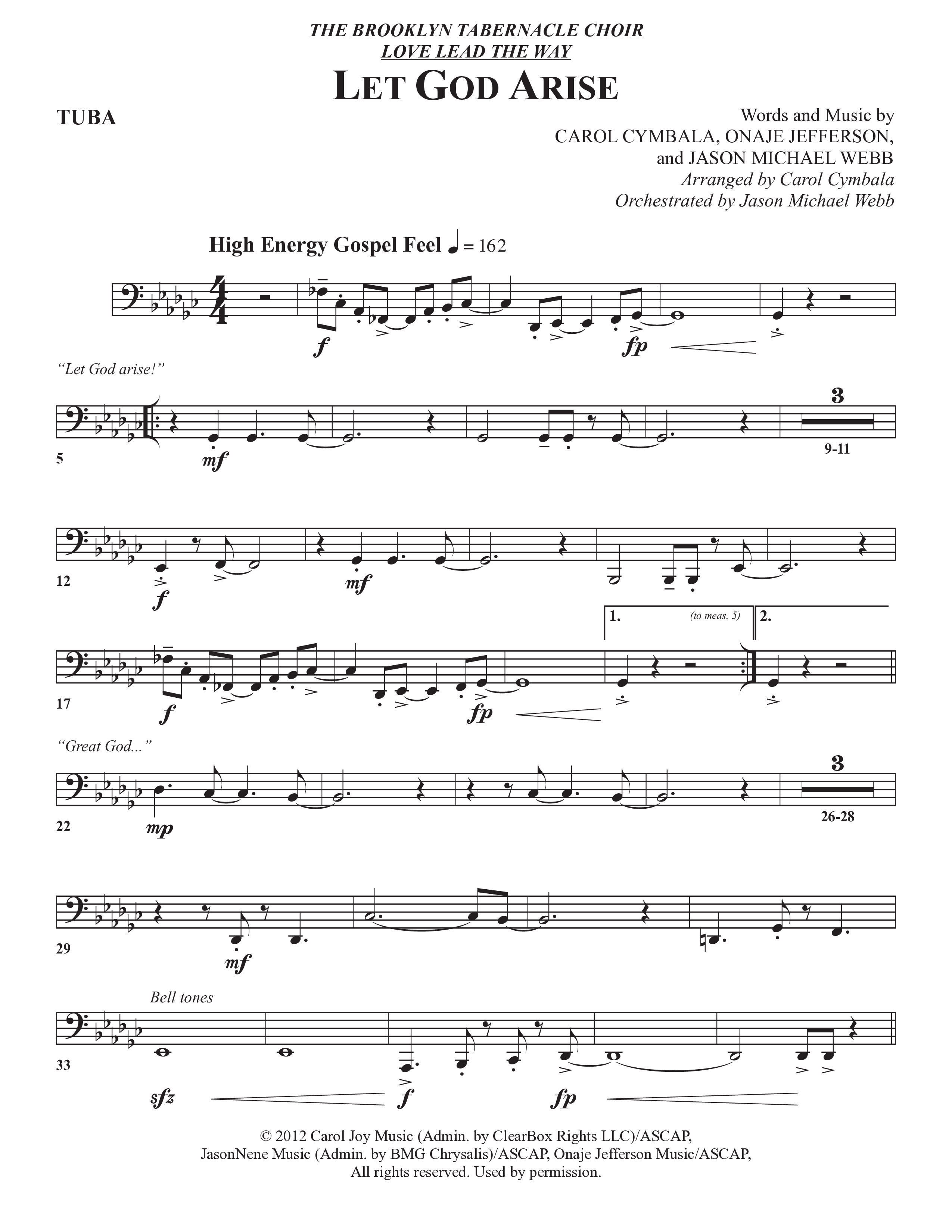 Let God Arise (Choral Anthem SATB) Tuba (The Brooklyn Tabernacle Choir / Arr. Carol Cymbala / Orch. Jason Michael Webb)
