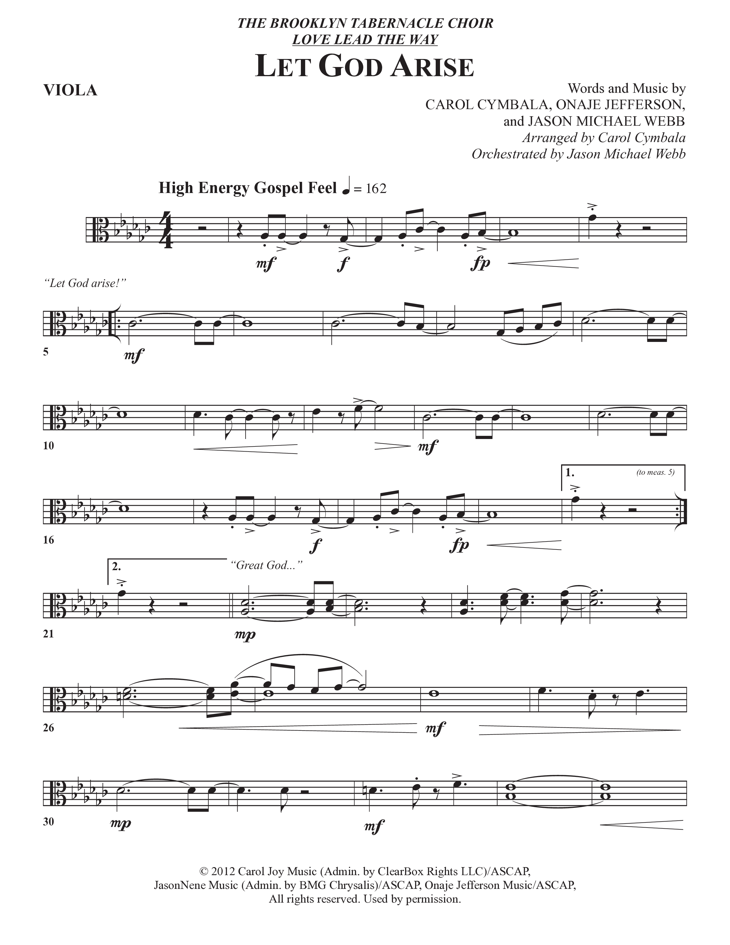 Let God Arise (Choral Anthem SATB) Viola (The Brooklyn Tabernacle Choir / Arr. Carol Cymbala / Orch. Jason Michael Webb)