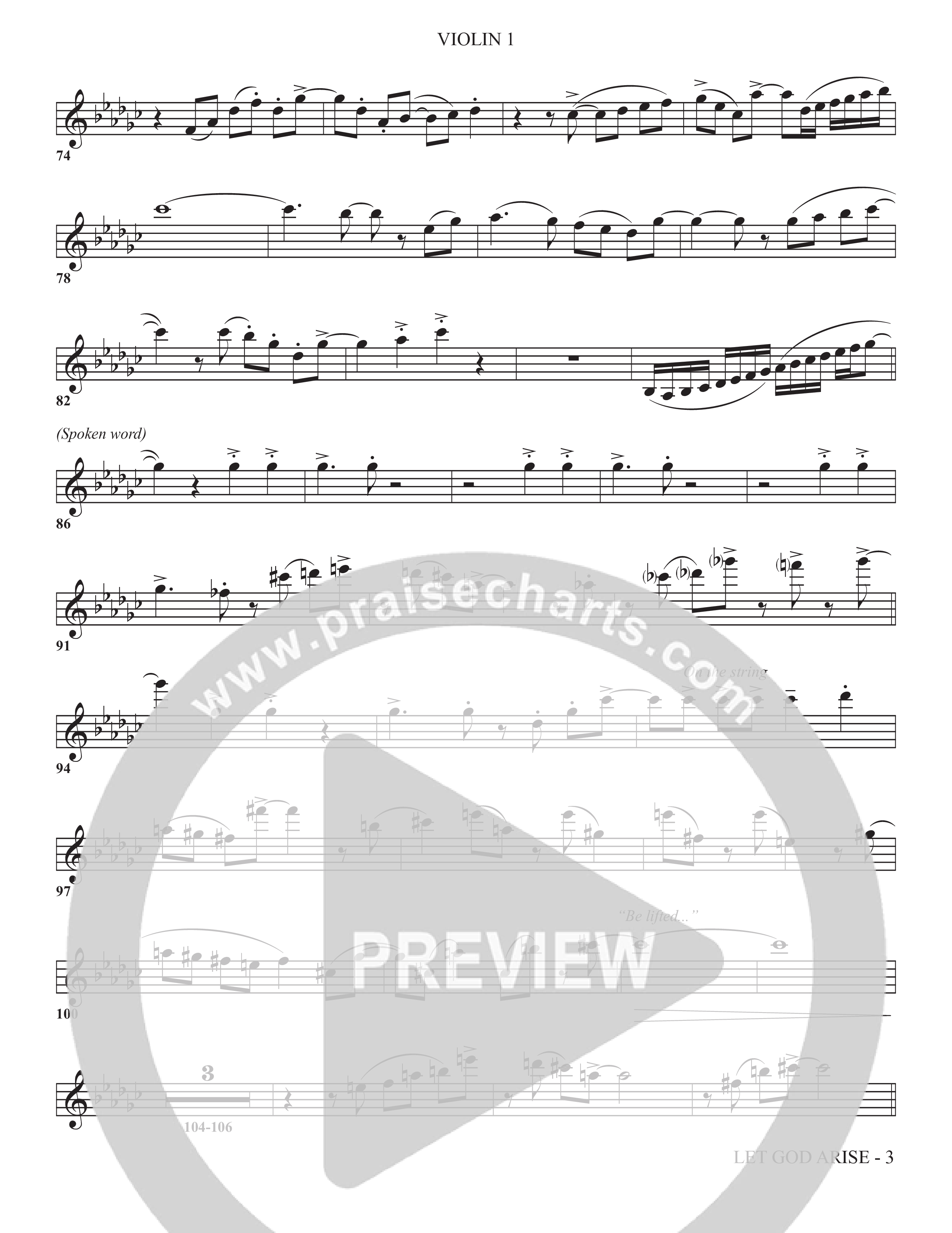 Let God Arise (Choral Anthem SATB) Violin 1 (The Brooklyn Tabernacle Choir / Arr. Carol Cymbala / Orch. Jason Michael Webb)