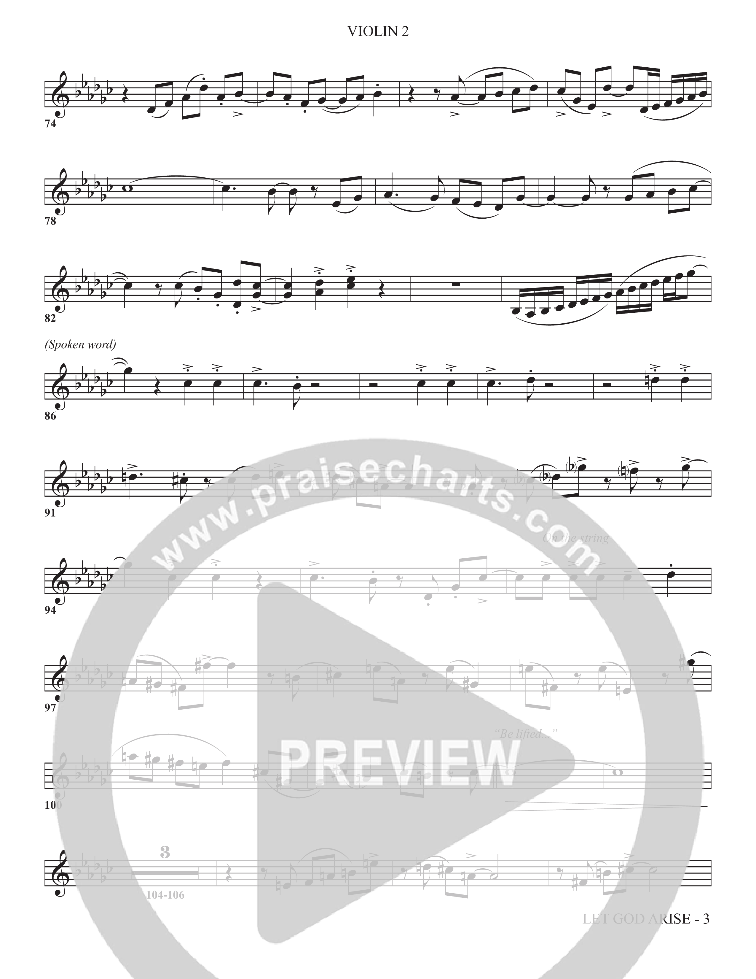 Let God Arise (Choral Anthem SATB) Violin 2 (The Brooklyn Tabernacle Choir / Arr. Carol Cymbala / Orch. Jason Michael Webb)