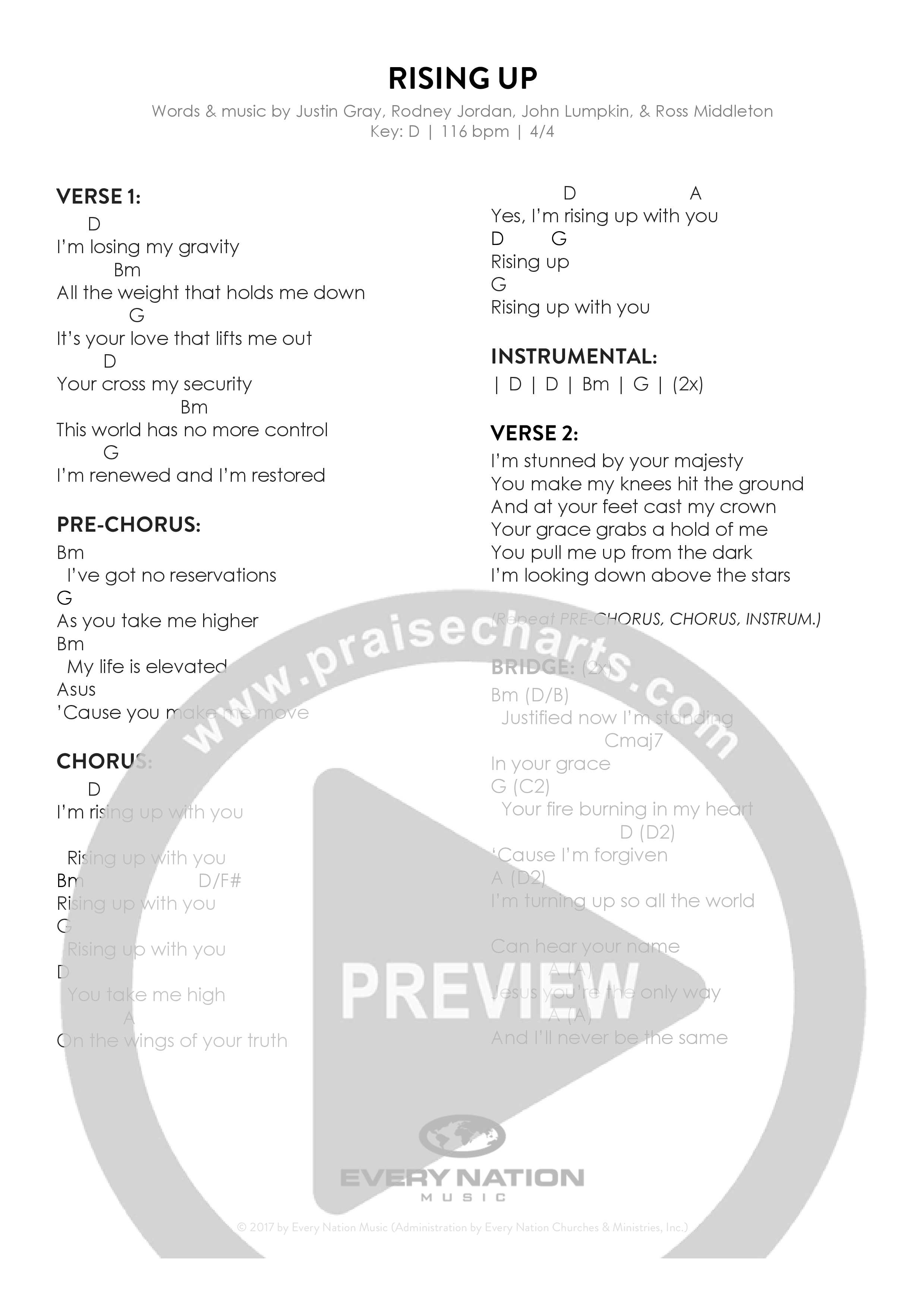 Rising Up Chord Chart (Every Nation Music)
