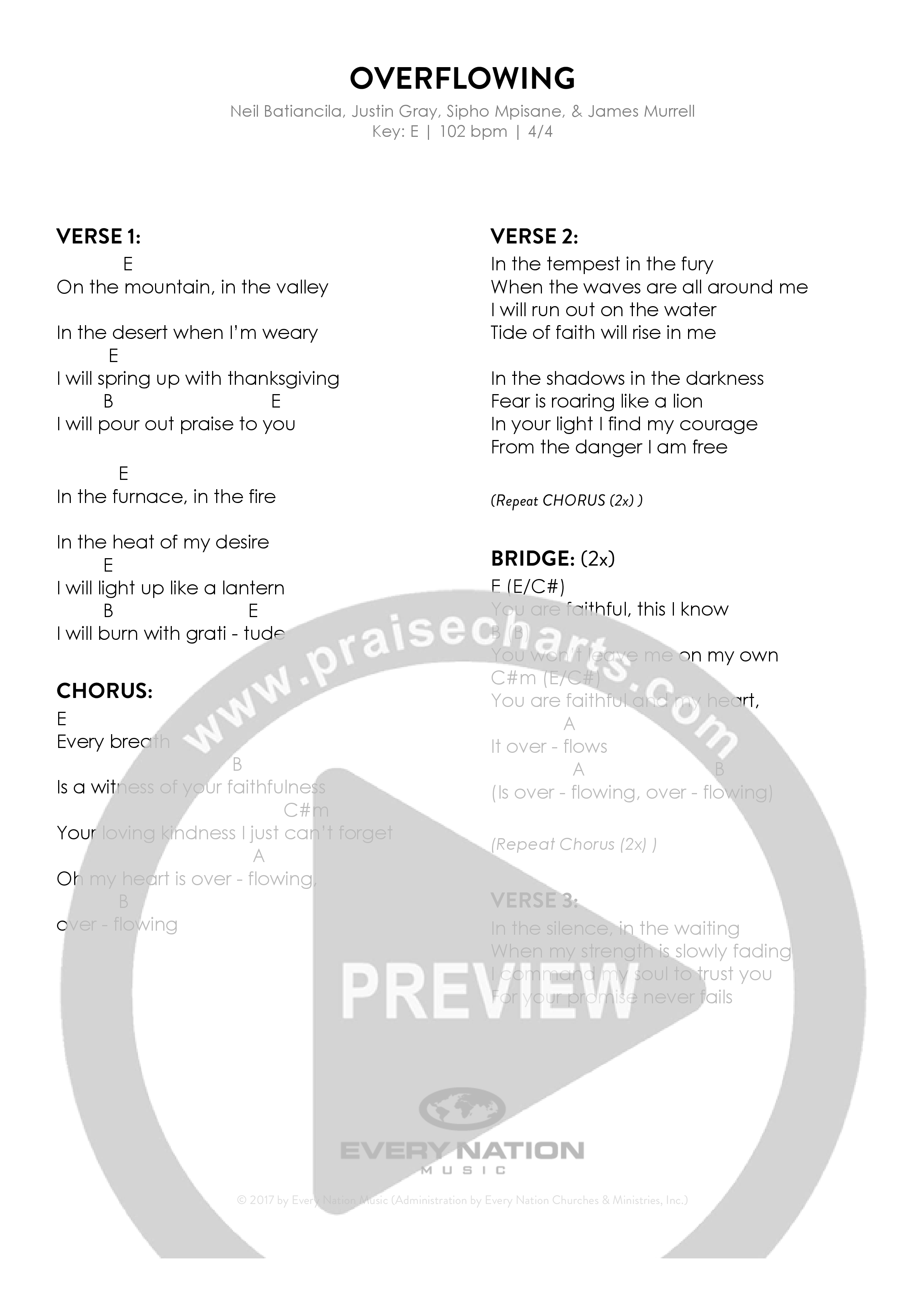Overflowing Chord Chart (Every Nation Music)