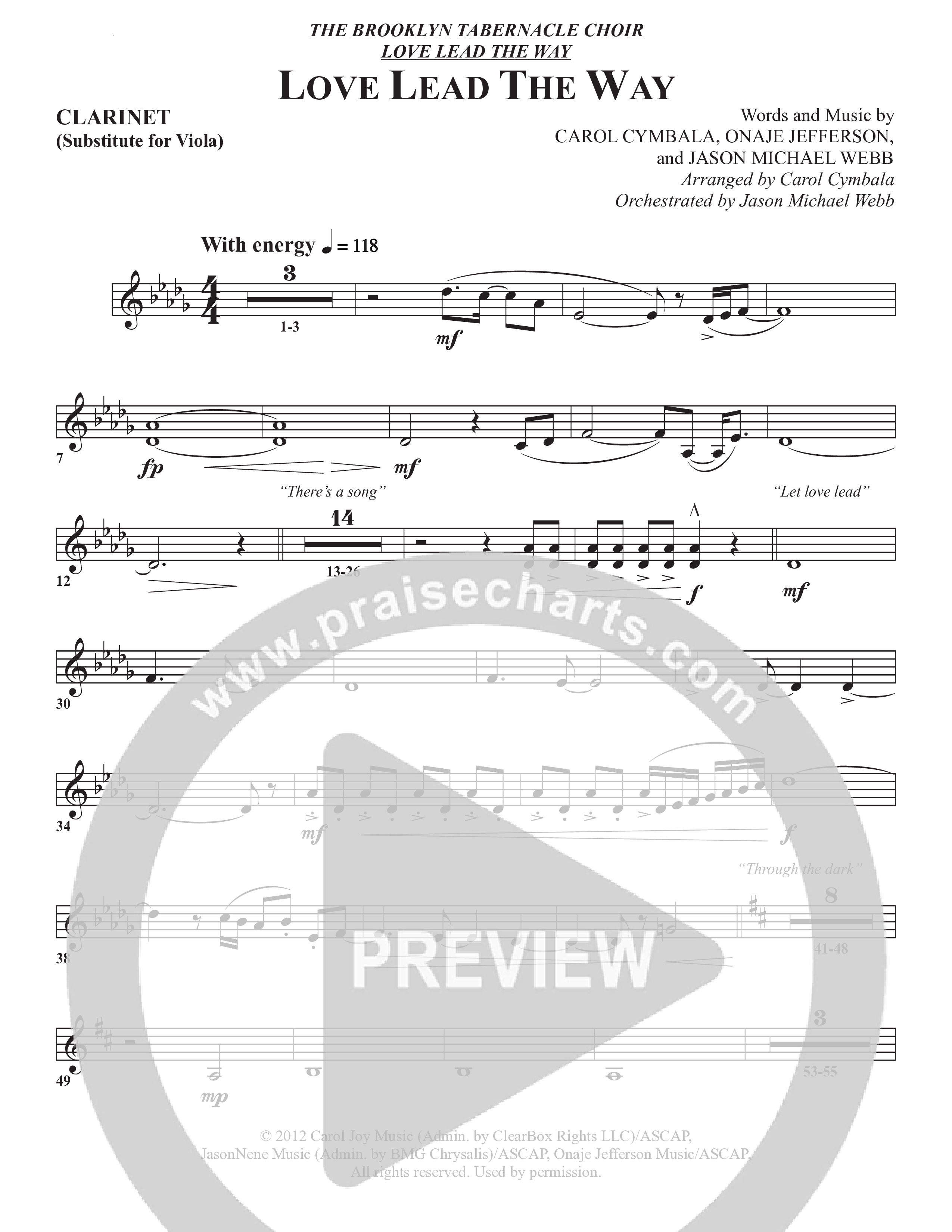 Love Lead The Way (Choral Anthem SATB) Clarinet (The Brooklyn Tabernacle Choir / Arr. Carol Cymbala / Orch. Jason Michael Webb)