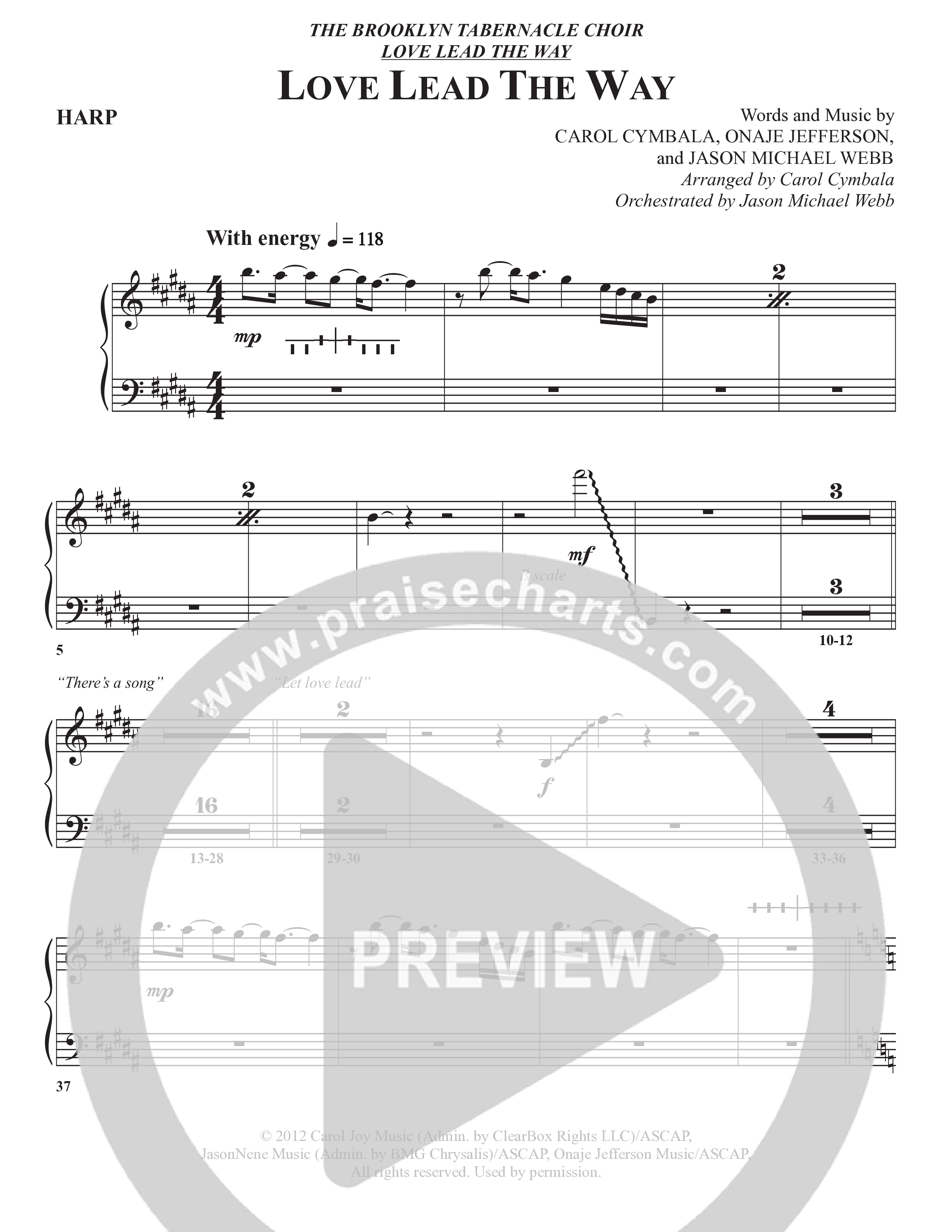 Love Lead The Way (Choral Anthem SATB) Harp (The Brooklyn Tabernacle Choir / Arr. Carol Cymbala / Orch. Jason Michael Webb)