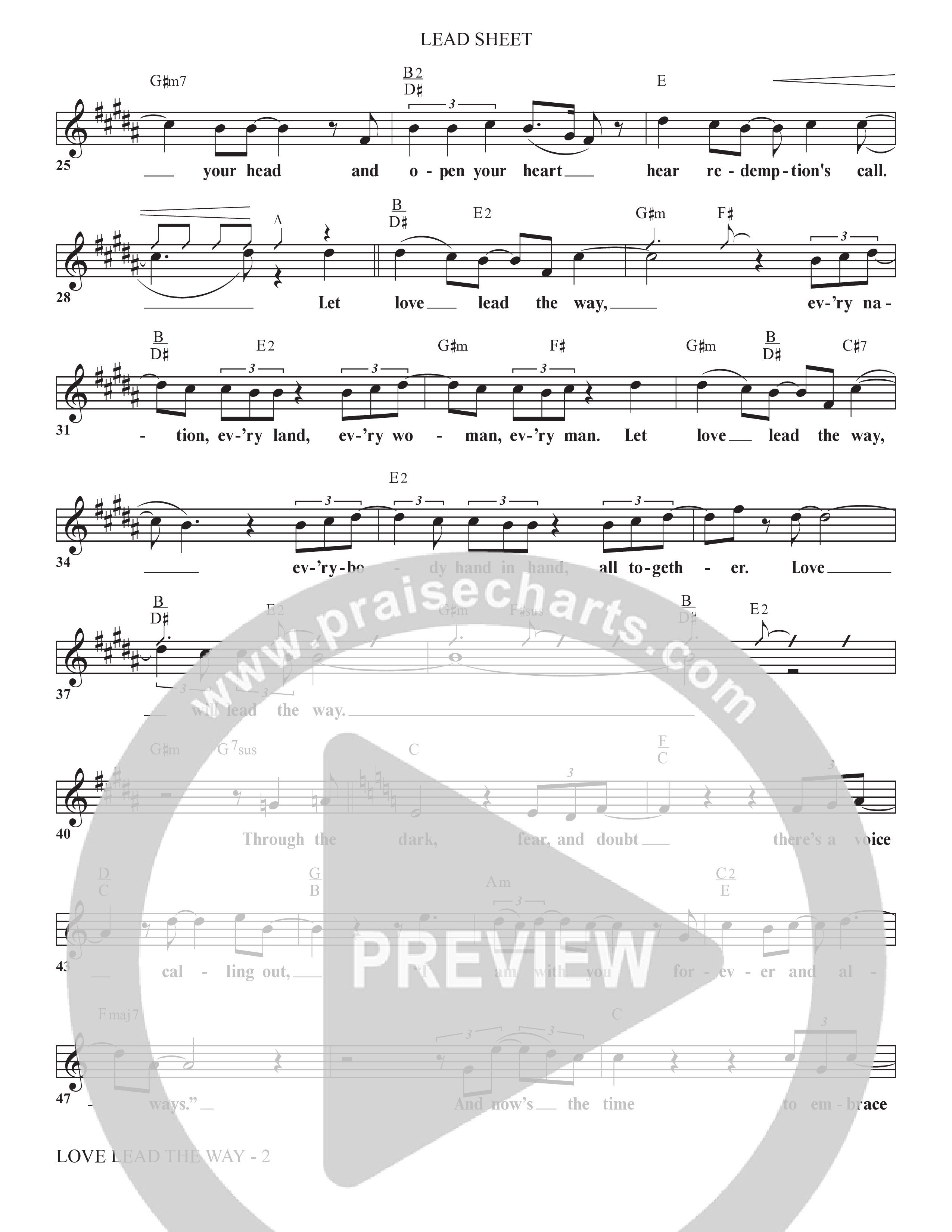 Love Lead The Way (Choral Anthem SATB) Lead Sheet (Melody) (The Brooklyn Tabernacle Choir / Arr. Carol Cymbala / Orch. Jason Michael Webb)