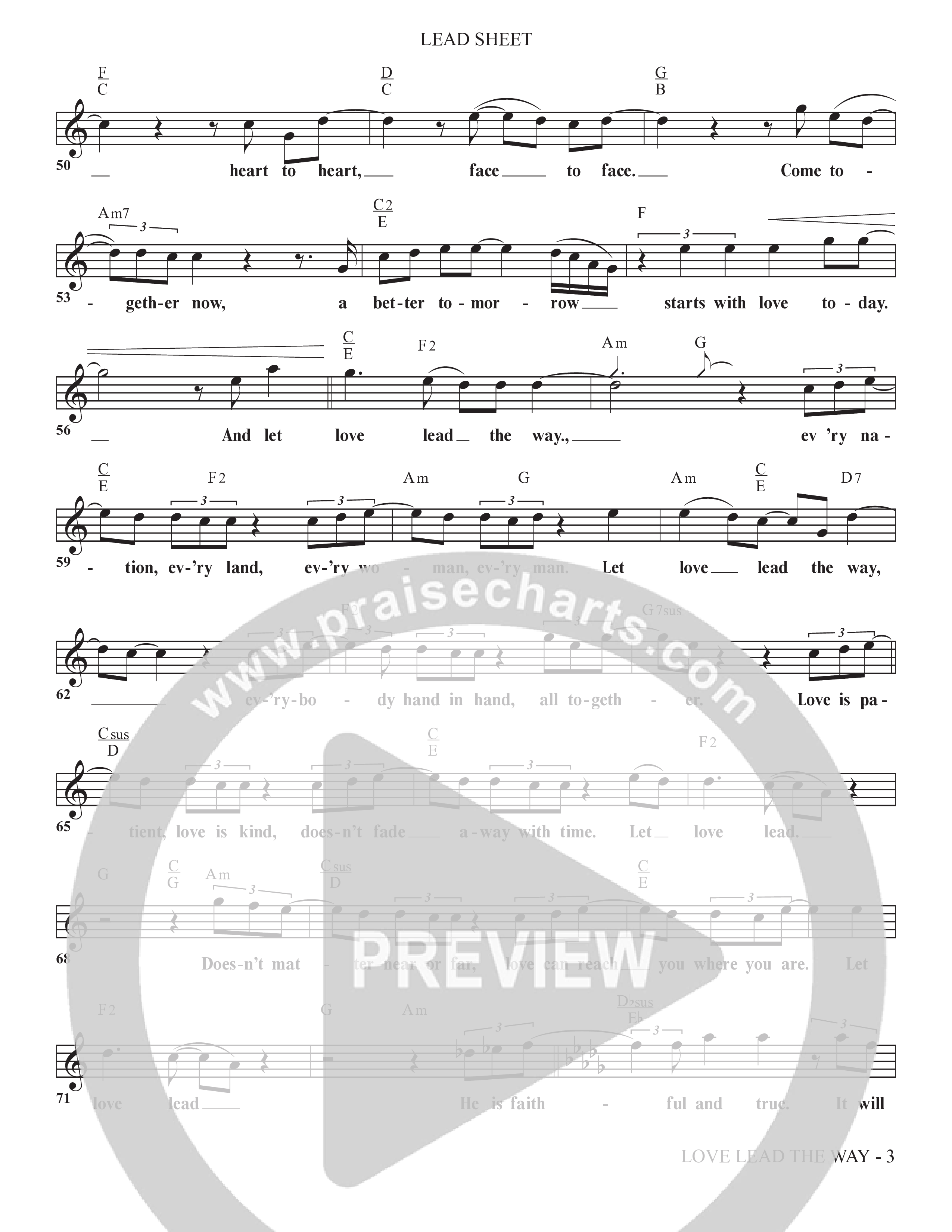 Love Lead The Way (Choral Anthem SATB) Lead Sheet (Melody) (The Brooklyn Tabernacle Choir / Arr. Carol Cymbala / Orch. Jason Michael Webb)