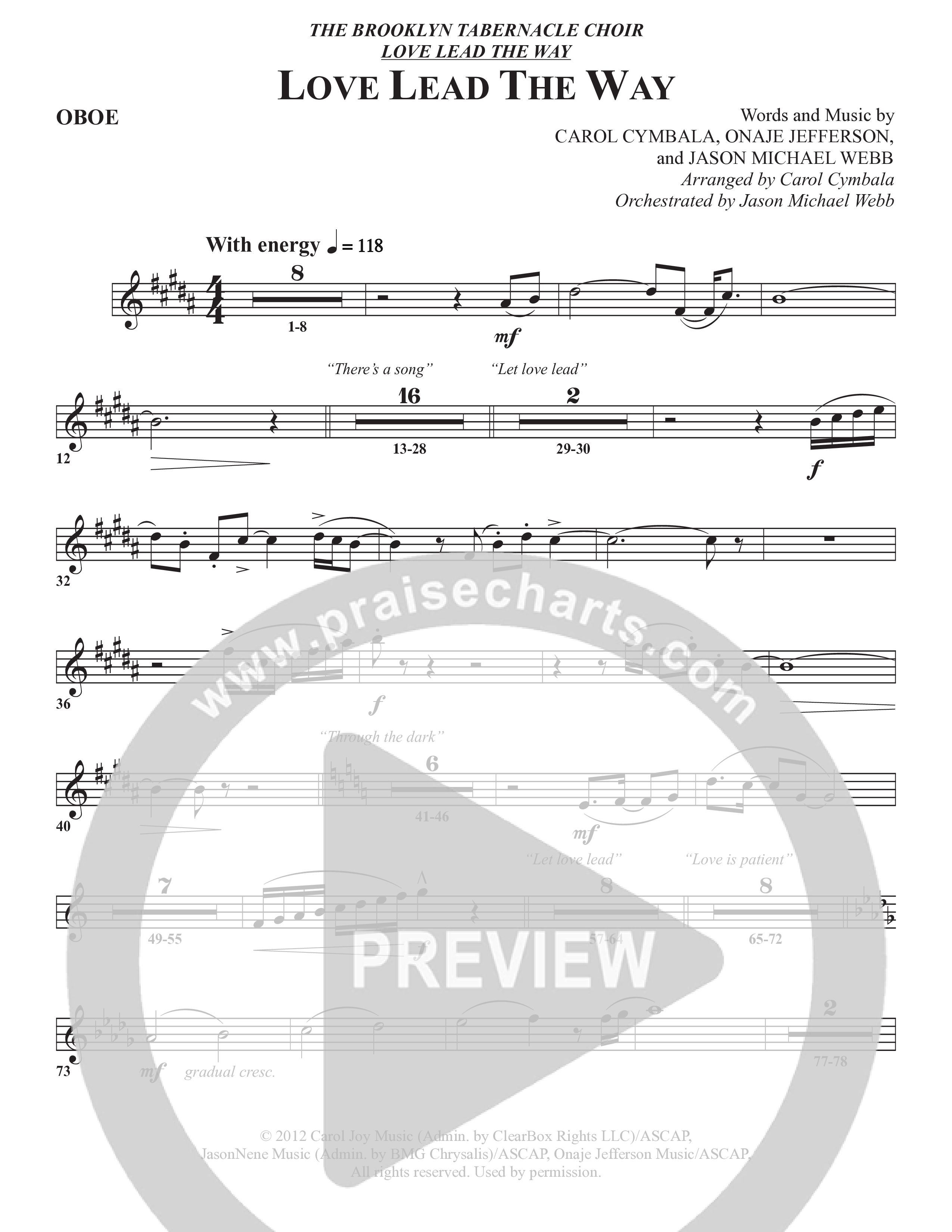 Love Lead The Way (Choral Anthem SATB) Oboe (The Brooklyn Tabernacle Choir / Arr. Carol Cymbala / Orch. Jason Michael Webb)
