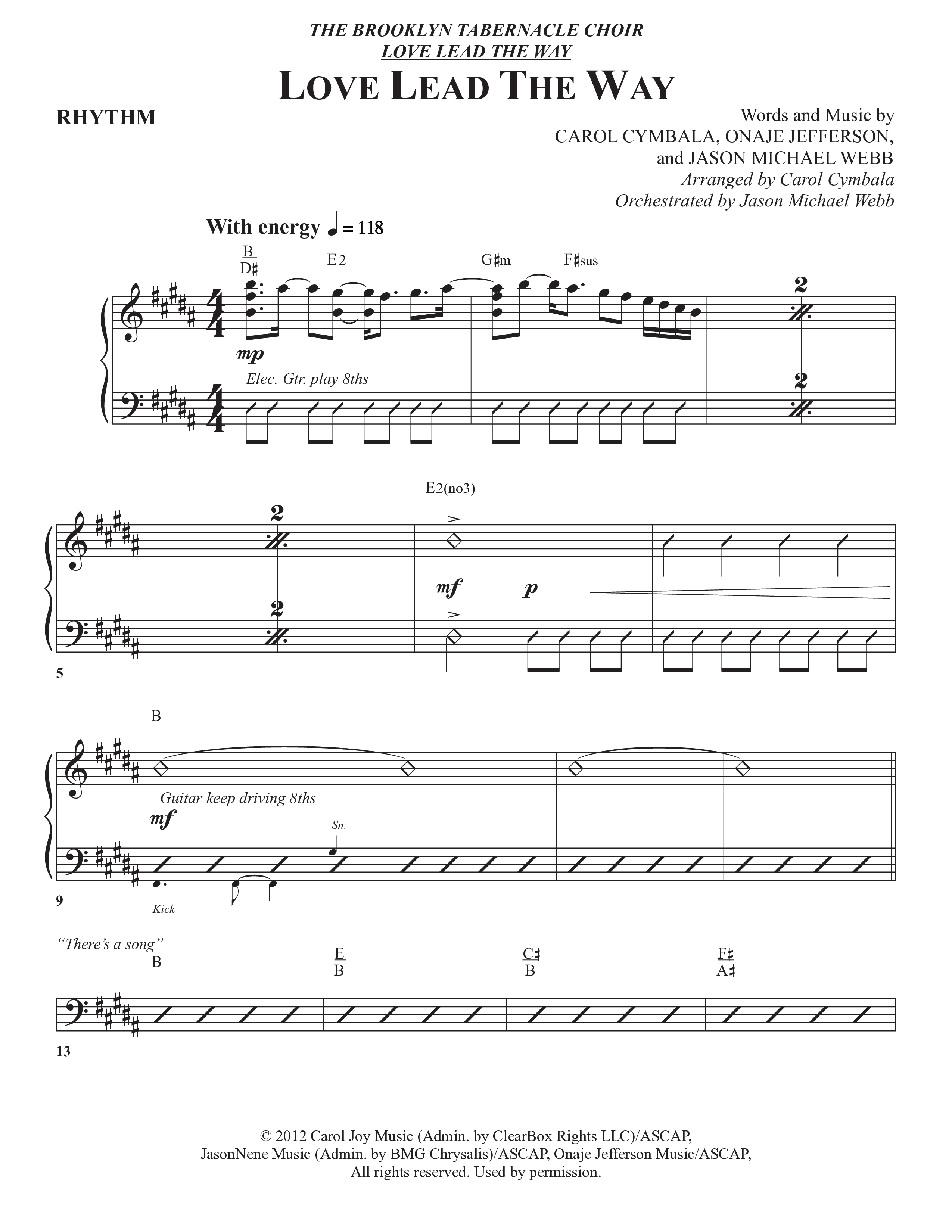 Love Lead The Way (Choral Anthem SATB) Rhythm Chart (The Brooklyn Tabernacle Choir / Arr. Carol Cymbala / Orch. Jason Michael Webb)