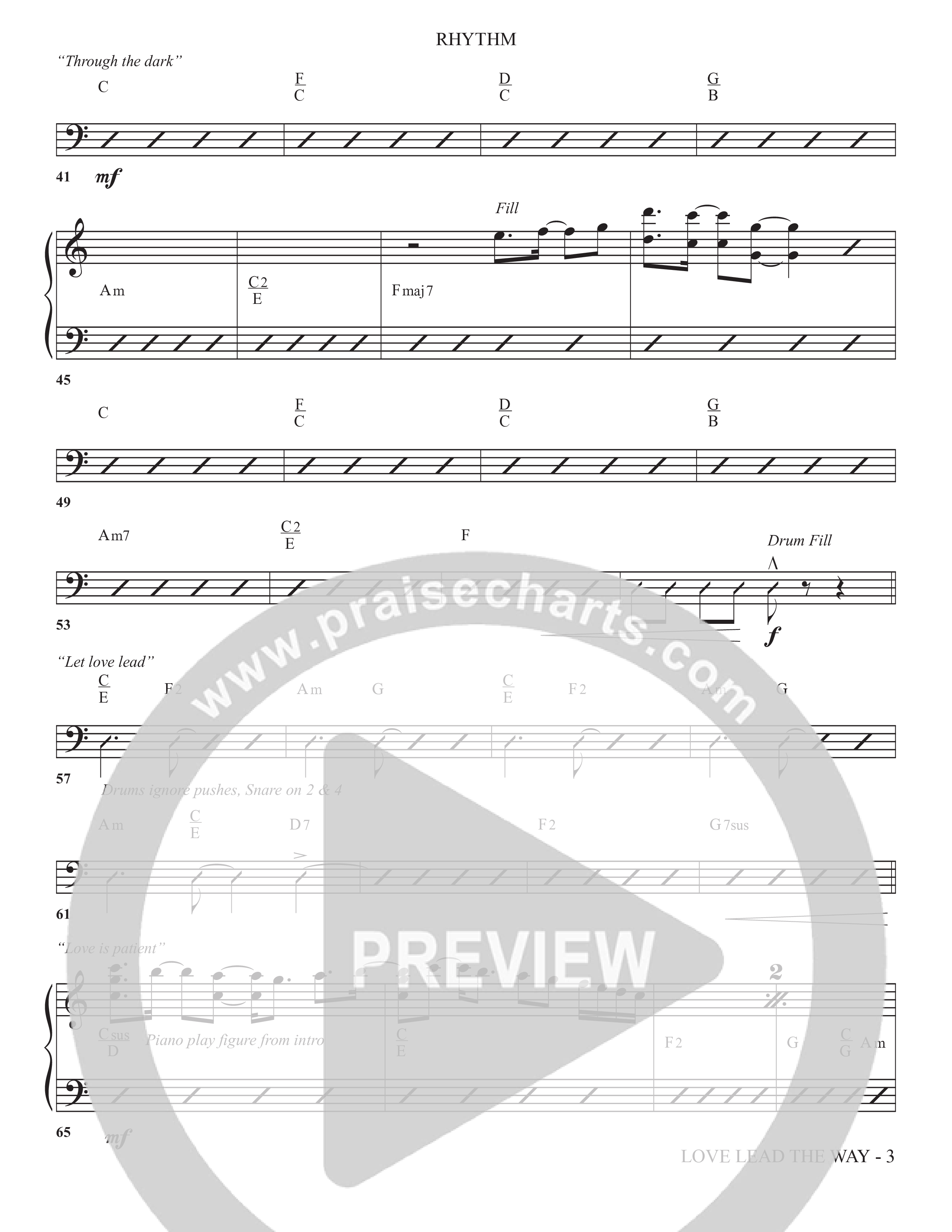 Love Lead The Way (Choral Anthem SATB) Rhythm Chart (The Brooklyn Tabernacle Choir / Arr. Carol Cymbala / Orch. Jason Michael Webb)