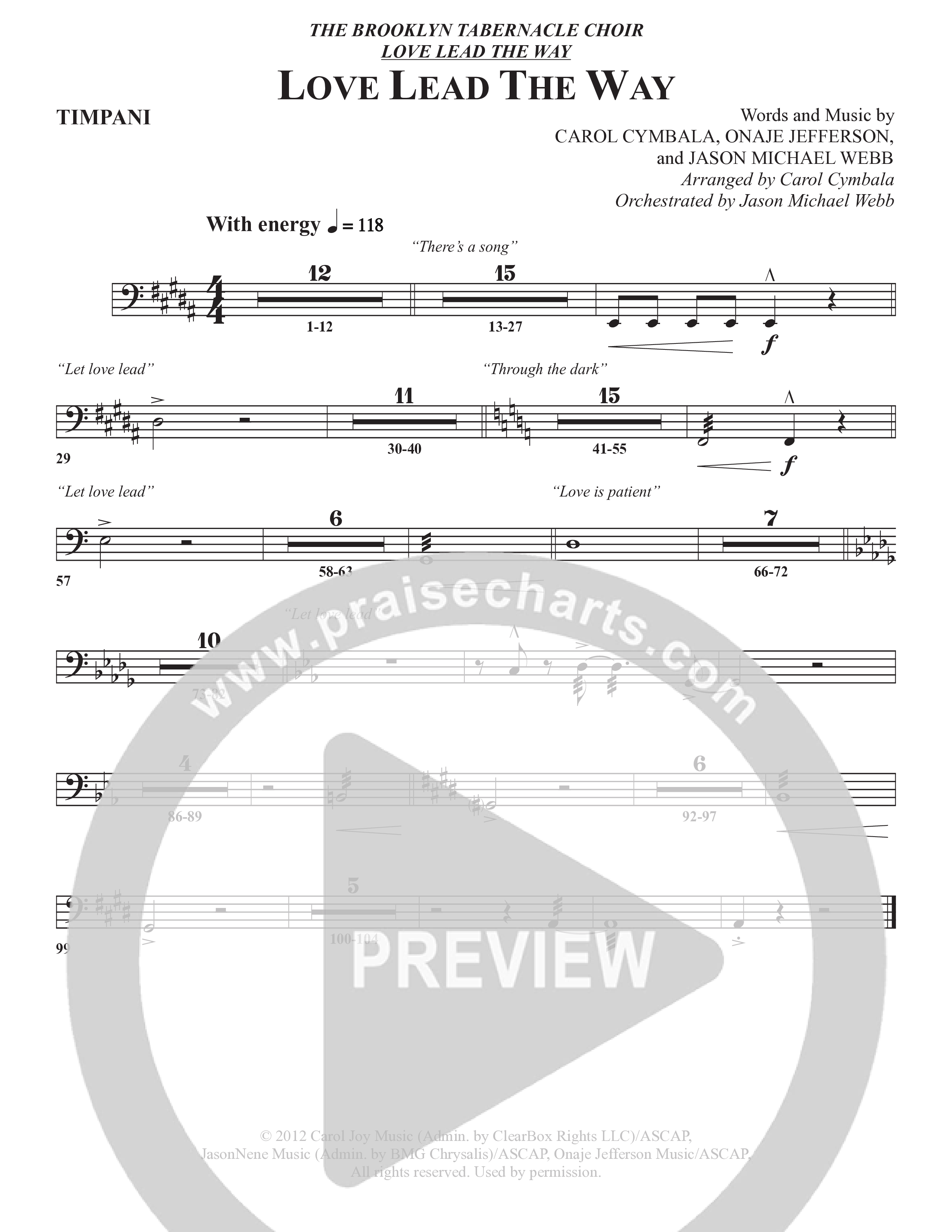 Love Lead The Way (Choral Anthem SATB) Timpani (The Brooklyn Tabernacle Choir / Arr. Carol Cymbala / Orch. Jason Michael Webb)