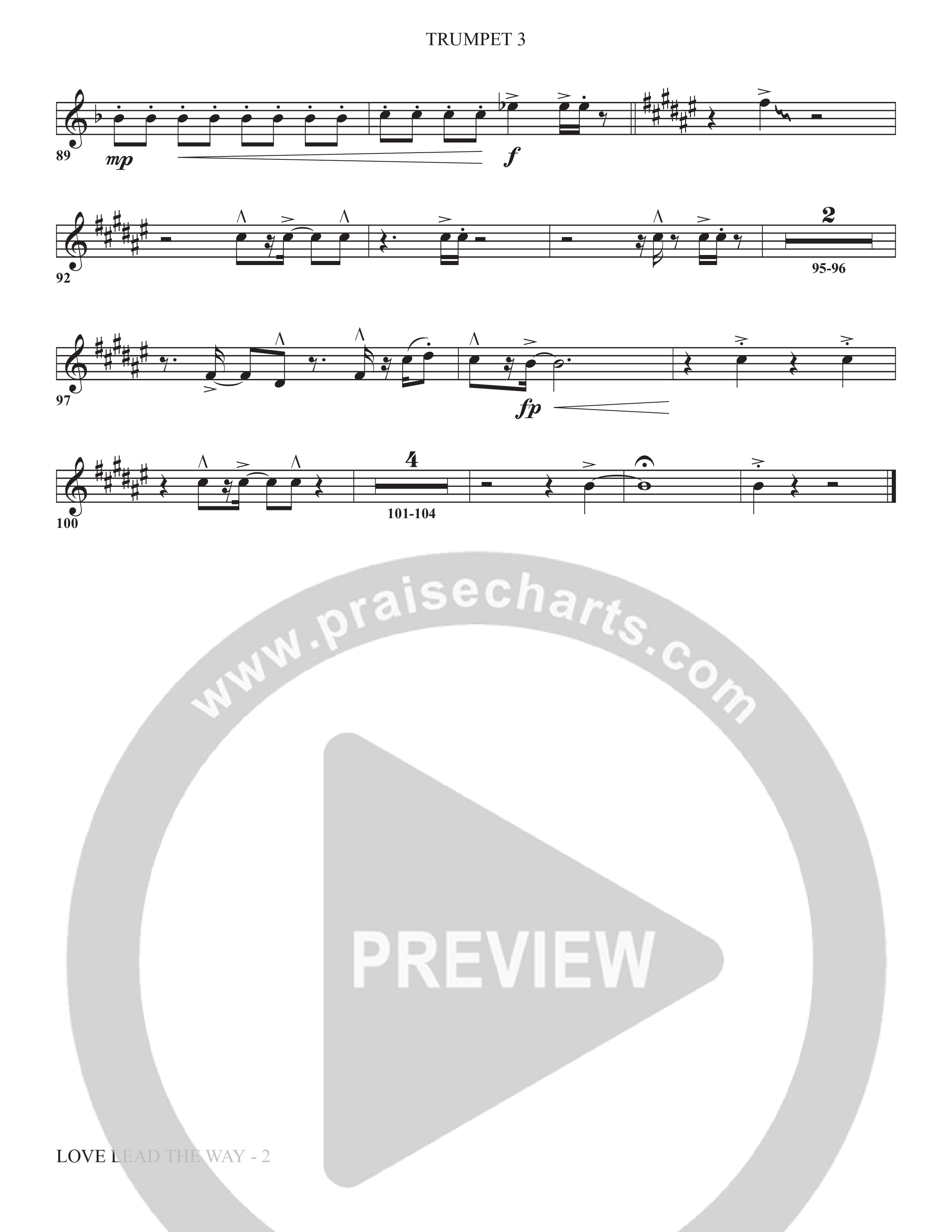 Love Lead The Way (Choral Anthem SATB) Trumpet 3 (The Brooklyn Tabernacle Choir / Arr. Carol Cymbala / Orch. Jason Michael Webb)