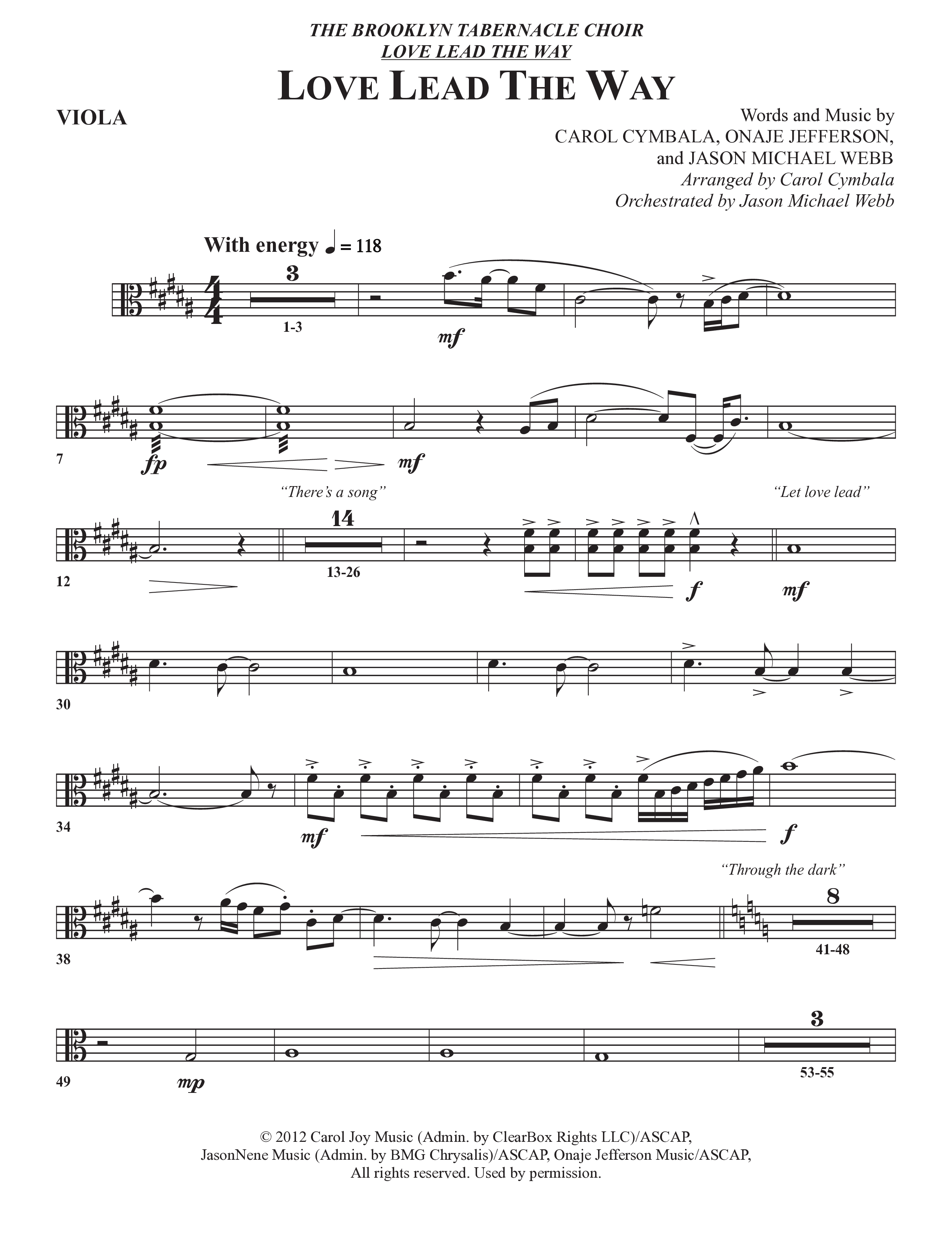Love Lead The Way (Choral Anthem SATB) Viola (The Brooklyn Tabernacle Choir / Arr. Carol Cymbala / Orch. Jason Michael Webb)