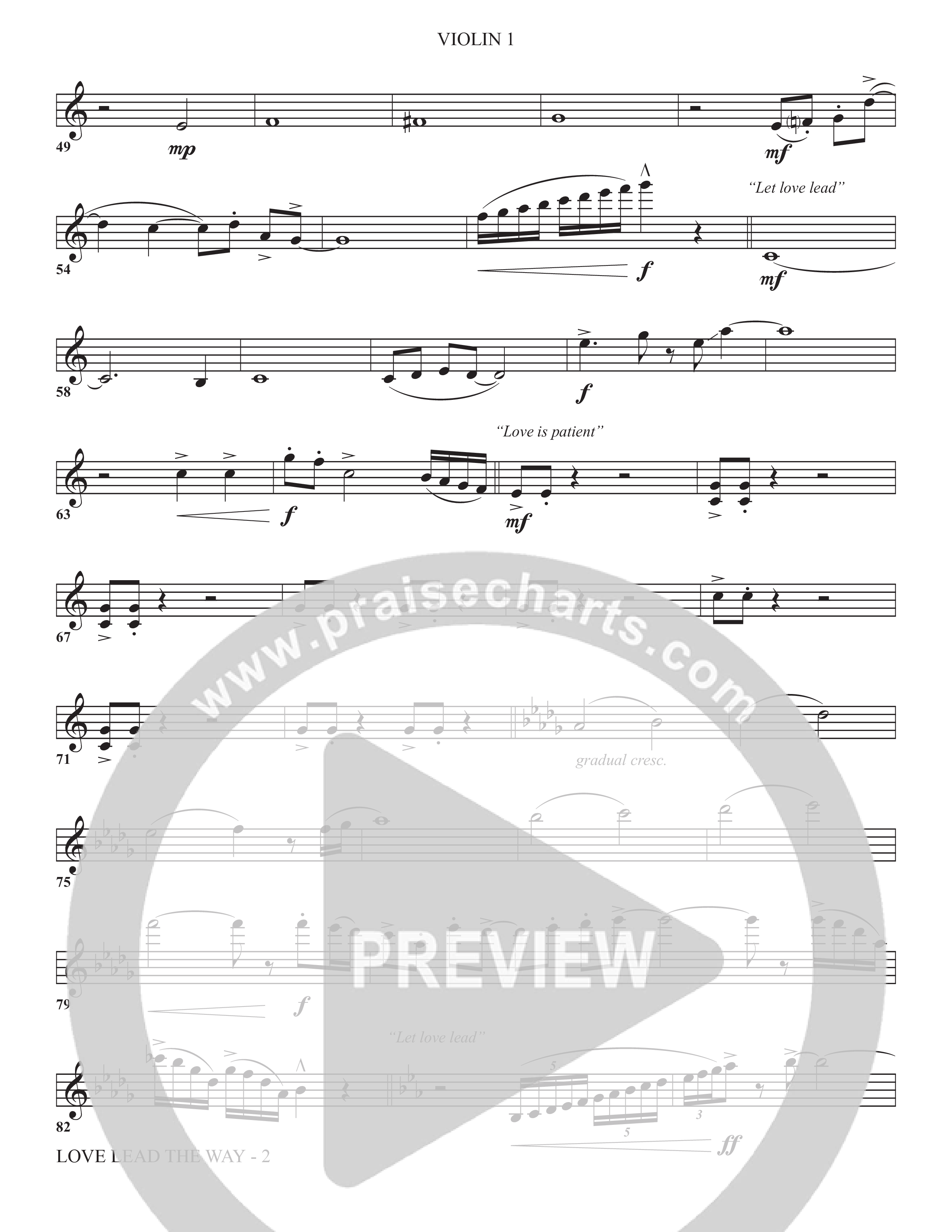 Love Lead The Way (Choral Anthem SATB) Violin 1 (The Brooklyn Tabernacle Choir / Arr. Carol Cymbala / Orch. Jason Michael Webb)
