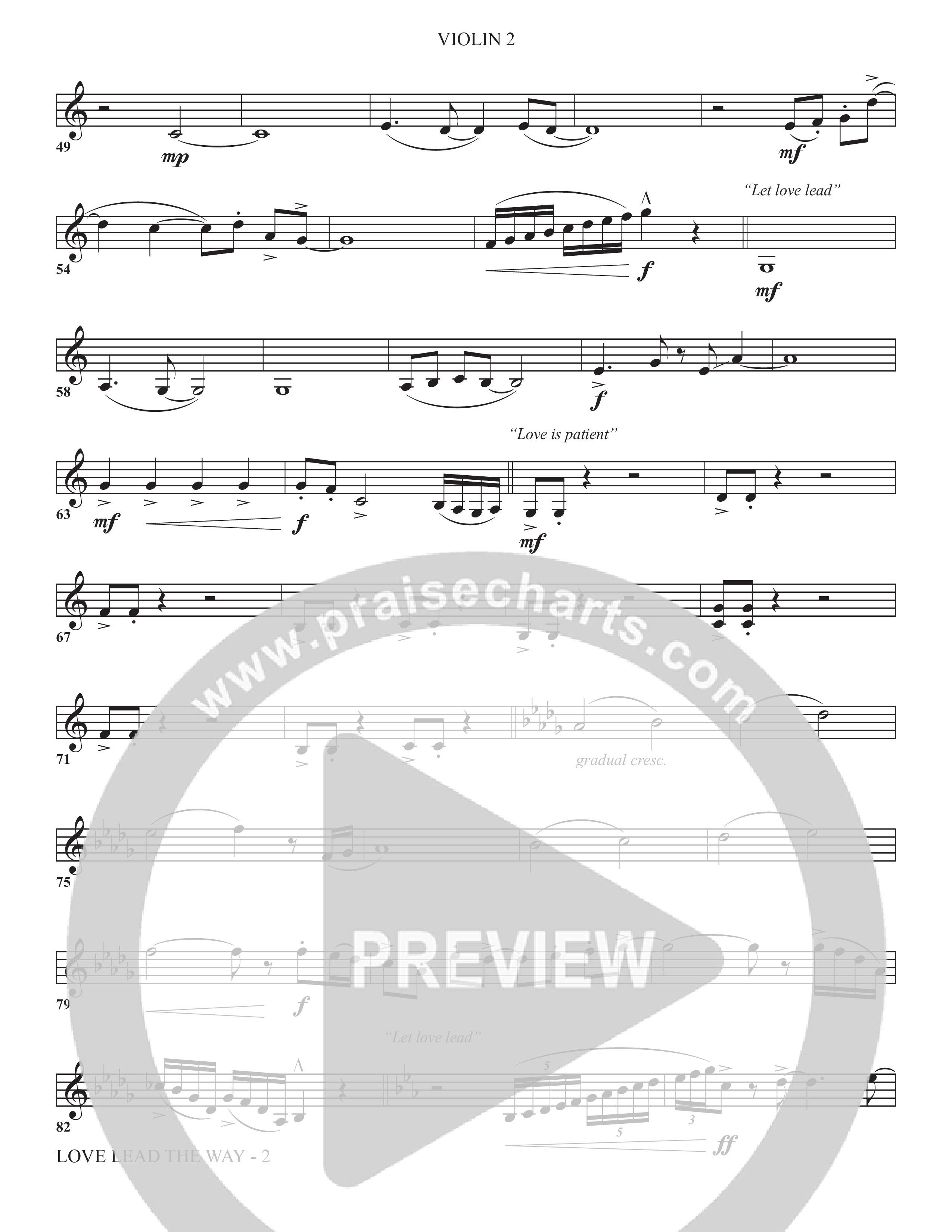 Love Lead The Way (Choral Anthem SATB) Violin 2 (The Brooklyn Tabernacle Choir / Arr. Carol Cymbala / Orch. Jason Michael Webb)