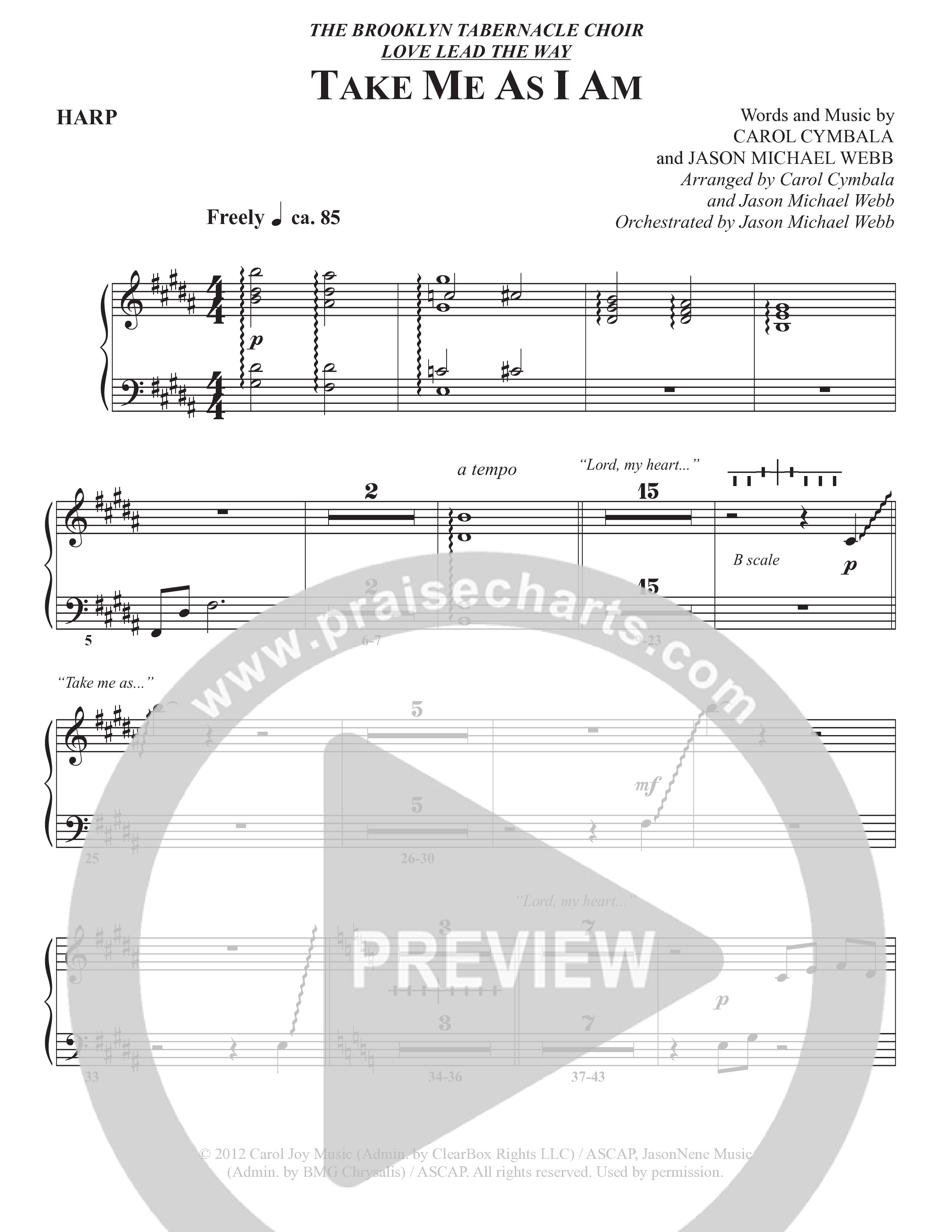 Take Me As I Am (Choral Anthem SATB) Harp (The Brooklyn Tabernacle Choir / Arr. Carol Cymbala / Orch. Jason Michael Webb)
