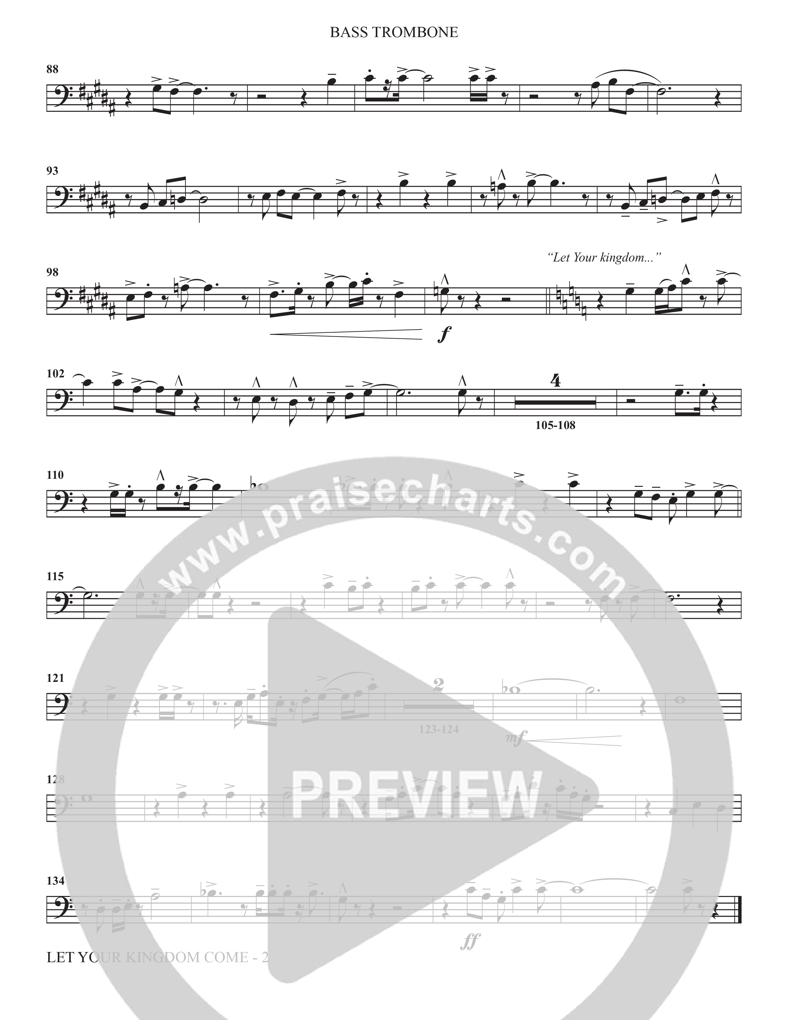 Let Your Kingdom Come (Choral Anthem SATB) Bass Trombone (The Brooklyn Tabernacle Choir / Arr. Carol Cymbala / Orch. Jason Michael Webb)