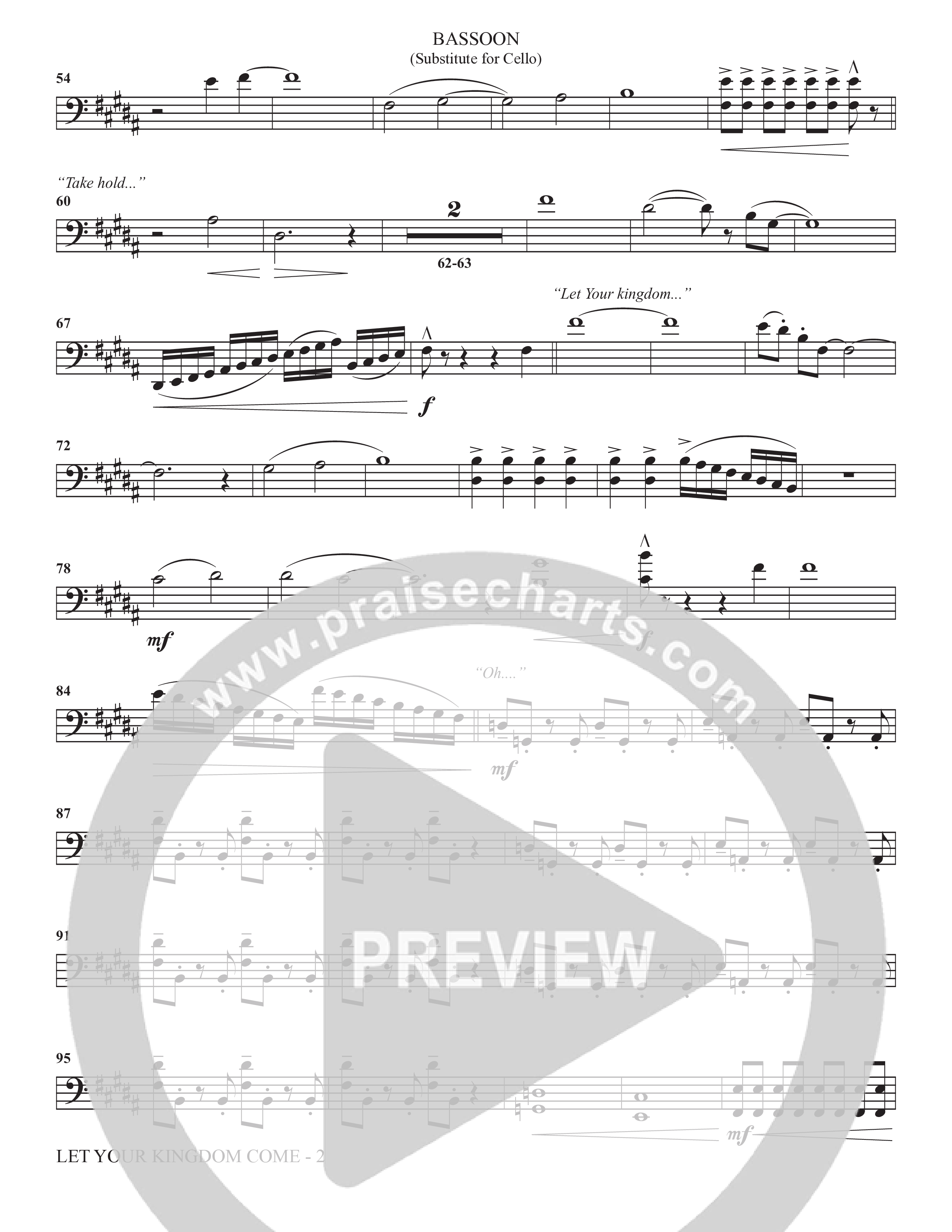 Let Your Kingdom Come (Choral Anthem SATB) Bassoon (The Brooklyn Tabernacle Choir / Arr. Carol Cymbala / Orch. Jason Michael Webb)