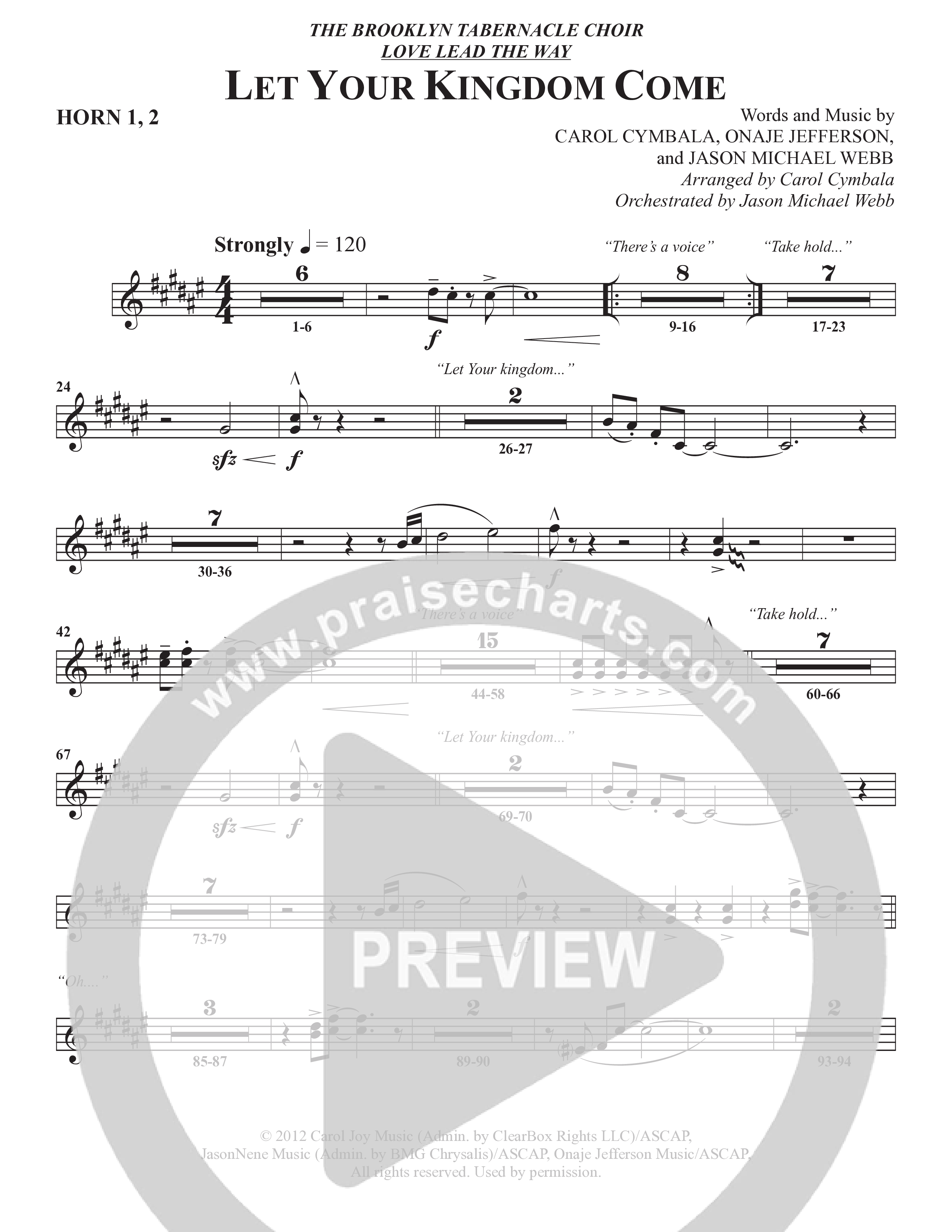 Let Your Kingdom Come (Choral Anthem SATB) French Horn 1/2 (The Brooklyn Tabernacle Choir / Arr. Carol Cymbala / Orch. Jason Michael Webb)
