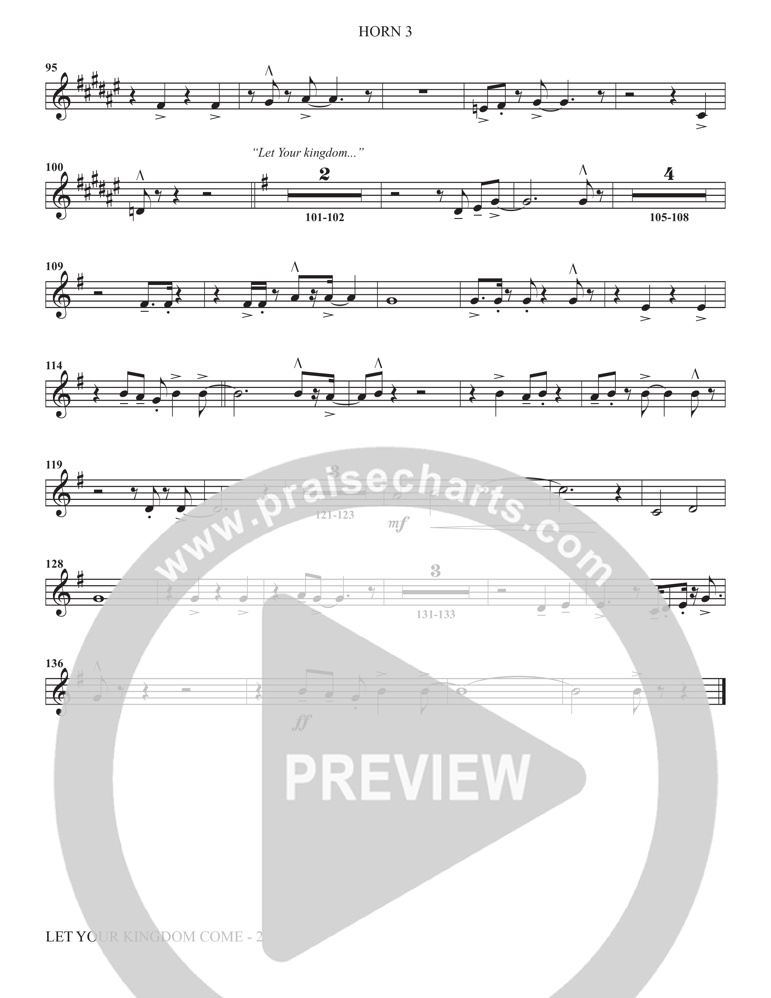 Let Your Kingdom Come (Choral Anthem SATB) French Horn 3 (The Brooklyn Tabernacle Choir / Arr. Carol Cymbala / Orch. Jason Michael Webb)