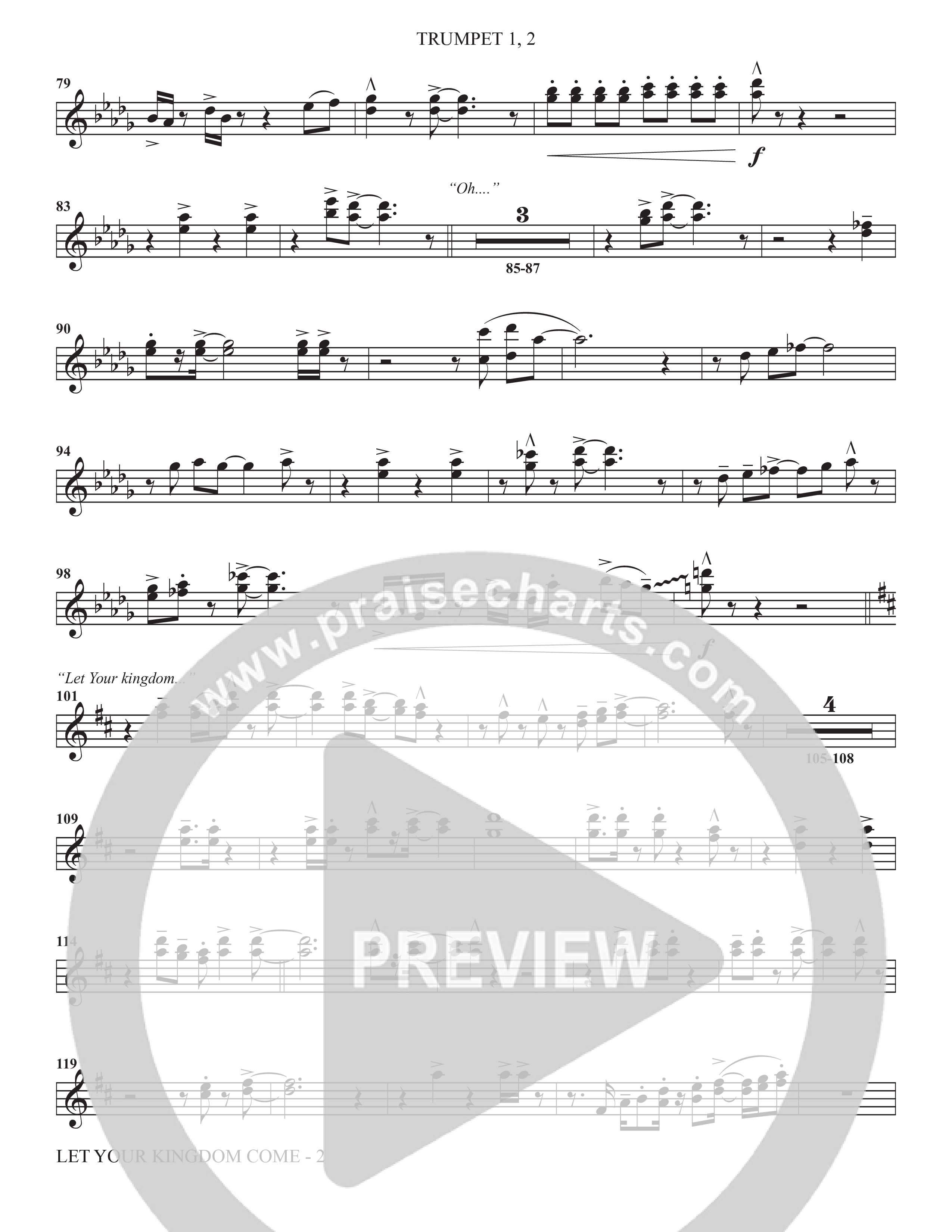 Let Your Kingdom Come (Choral Anthem SATB) Trumpet 1,2 (The Brooklyn Tabernacle Choir / Arr. Carol Cymbala / Orch. Jason Michael Webb)
