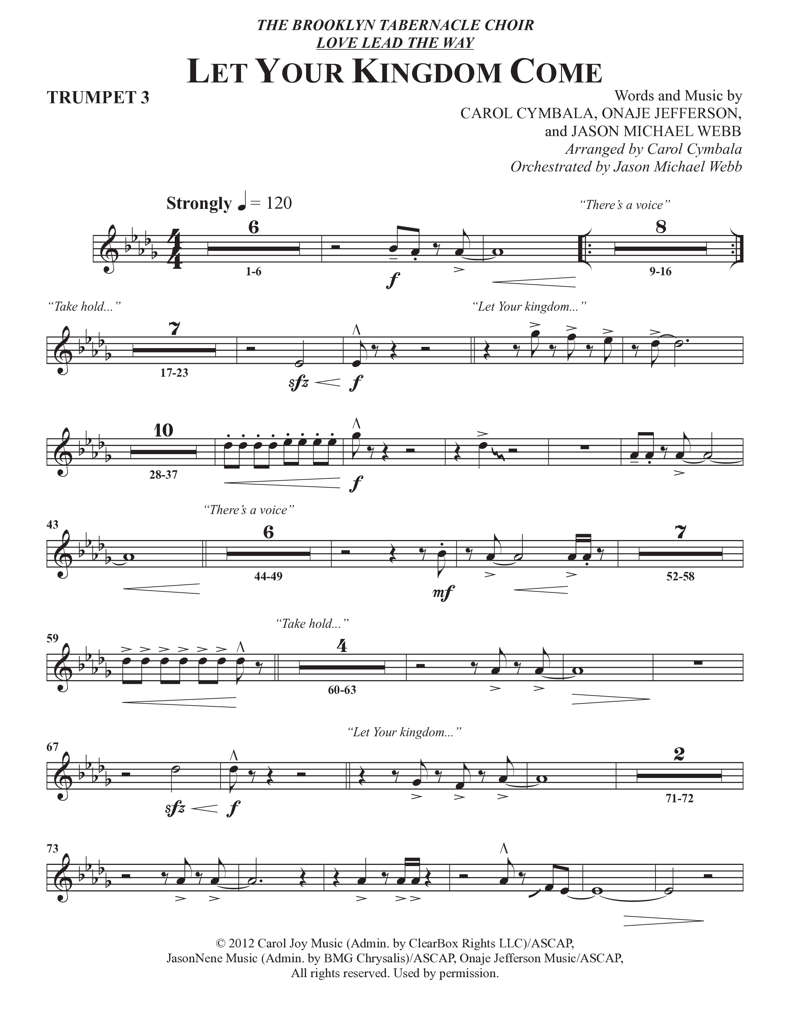 Let Your Kingdom Come (Choral Anthem SATB) Trumpet 3 (The Brooklyn Tabernacle Choir / Arr. Carol Cymbala / Orch. Jason Michael Webb)