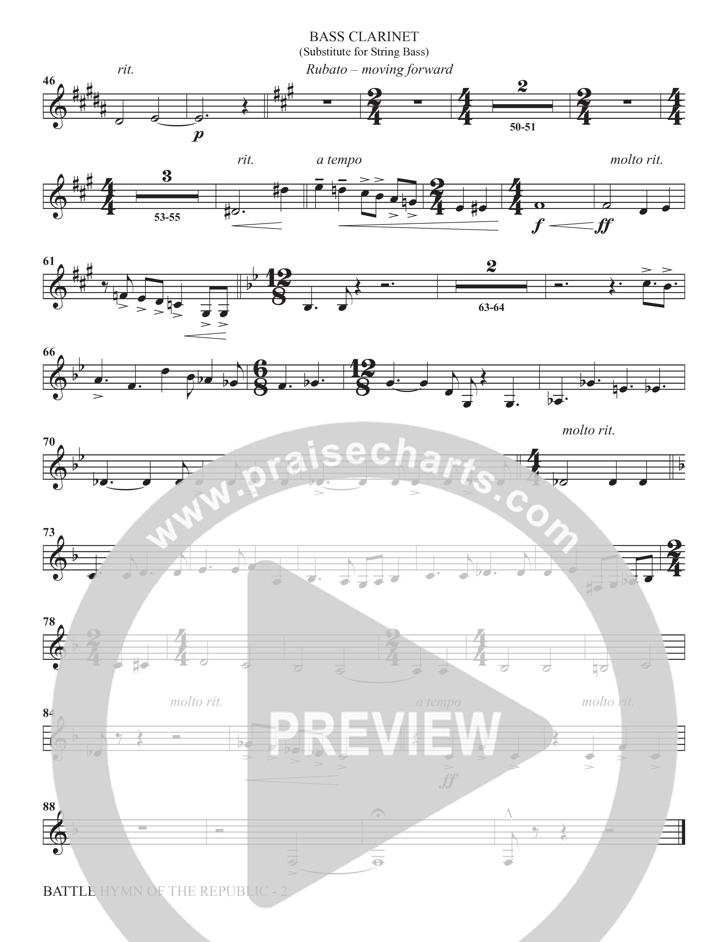 Battle Hymn Of The Republic (Choral Anthem SATB) Bass Clarinet (The Brooklyn Tabernacle Choir / Arr. Carol Cymbala / Arr. Jason Webb / Orch. David Hamilton)