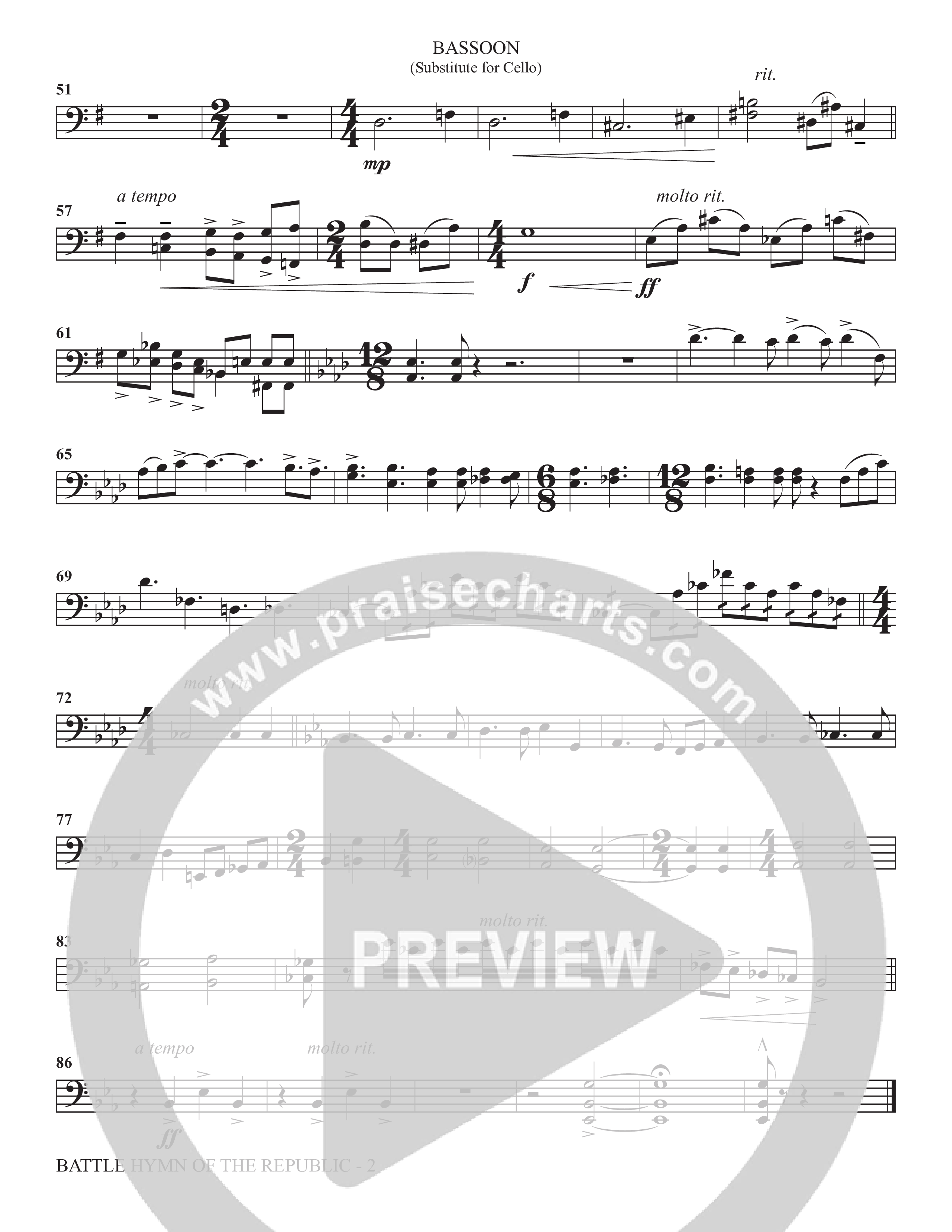 Battle Hymn Of The Republic (Choral Anthem SATB) Bassoon (The Brooklyn Tabernacle Choir / Arr. Carol Cymbala / Arr. Jason Webb / Orch. David Hamilton)