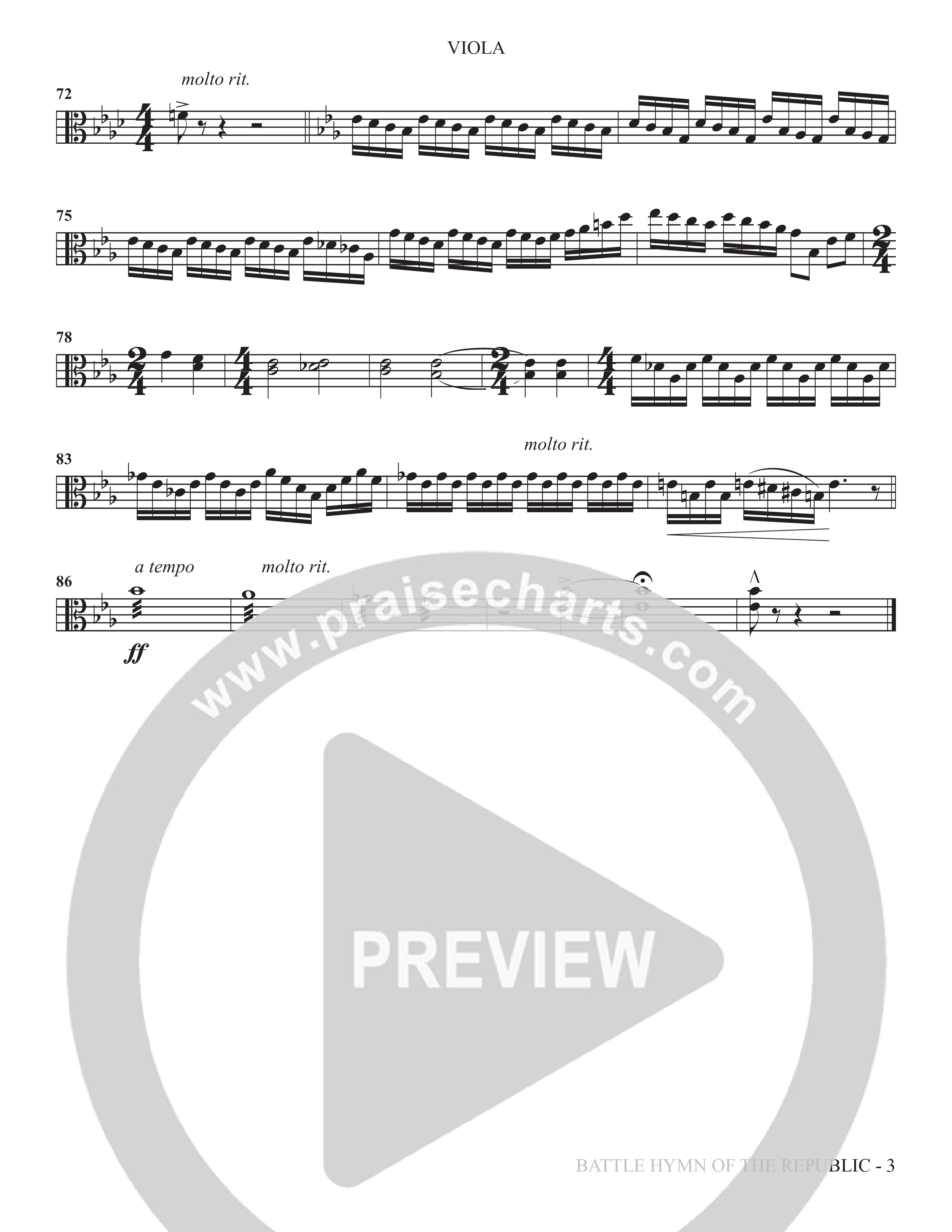 Battle Hymn Of The Republic (Choral Anthem SATB) Viola (The Brooklyn Tabernacle Choir / Arr. Carol Cymbala / Arr. Jason Webb / Orch. David Hamilton)
