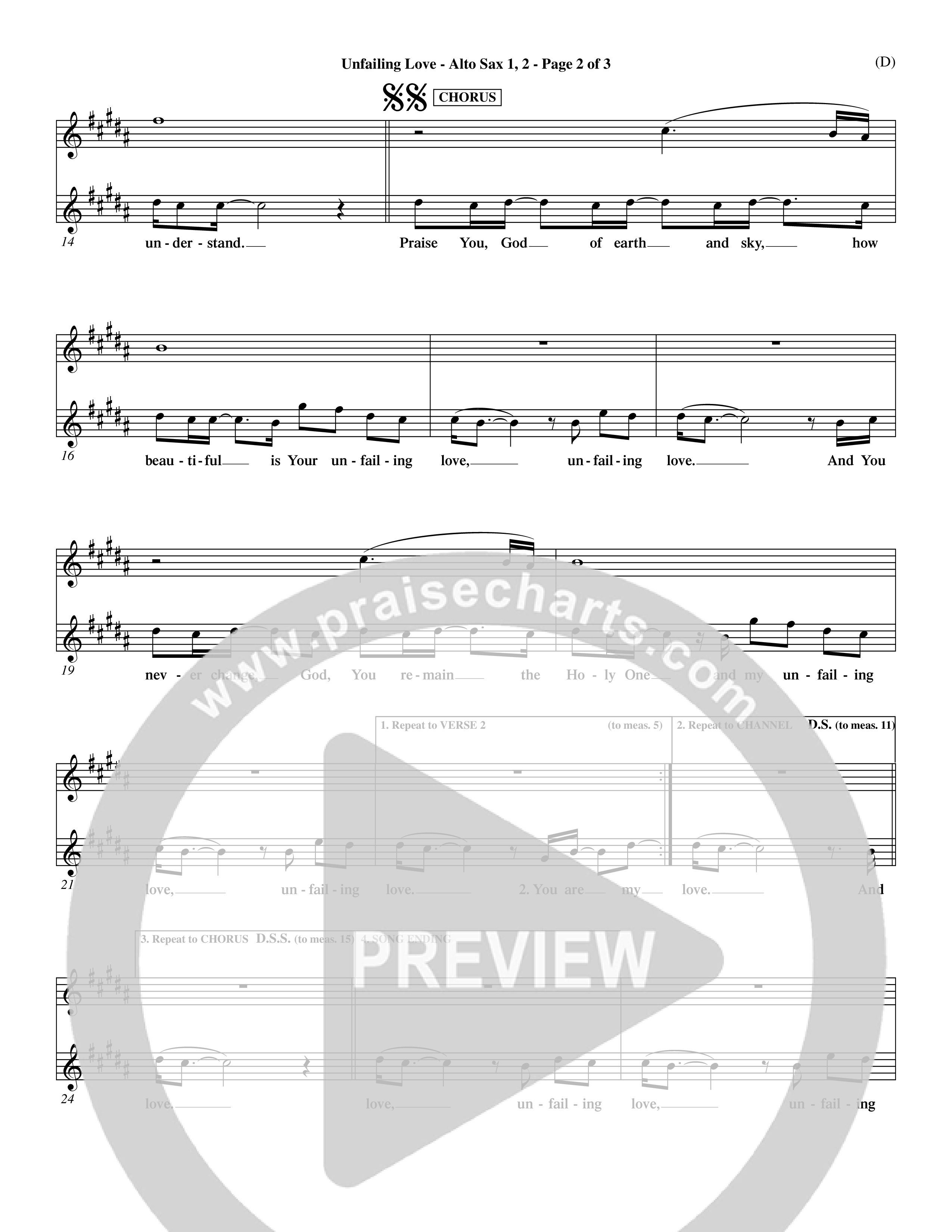 Unfailing Love (Choral Anthem SATB) Alto Sax 1/2 (Word Music Choral / Orch. Dave Williamson)