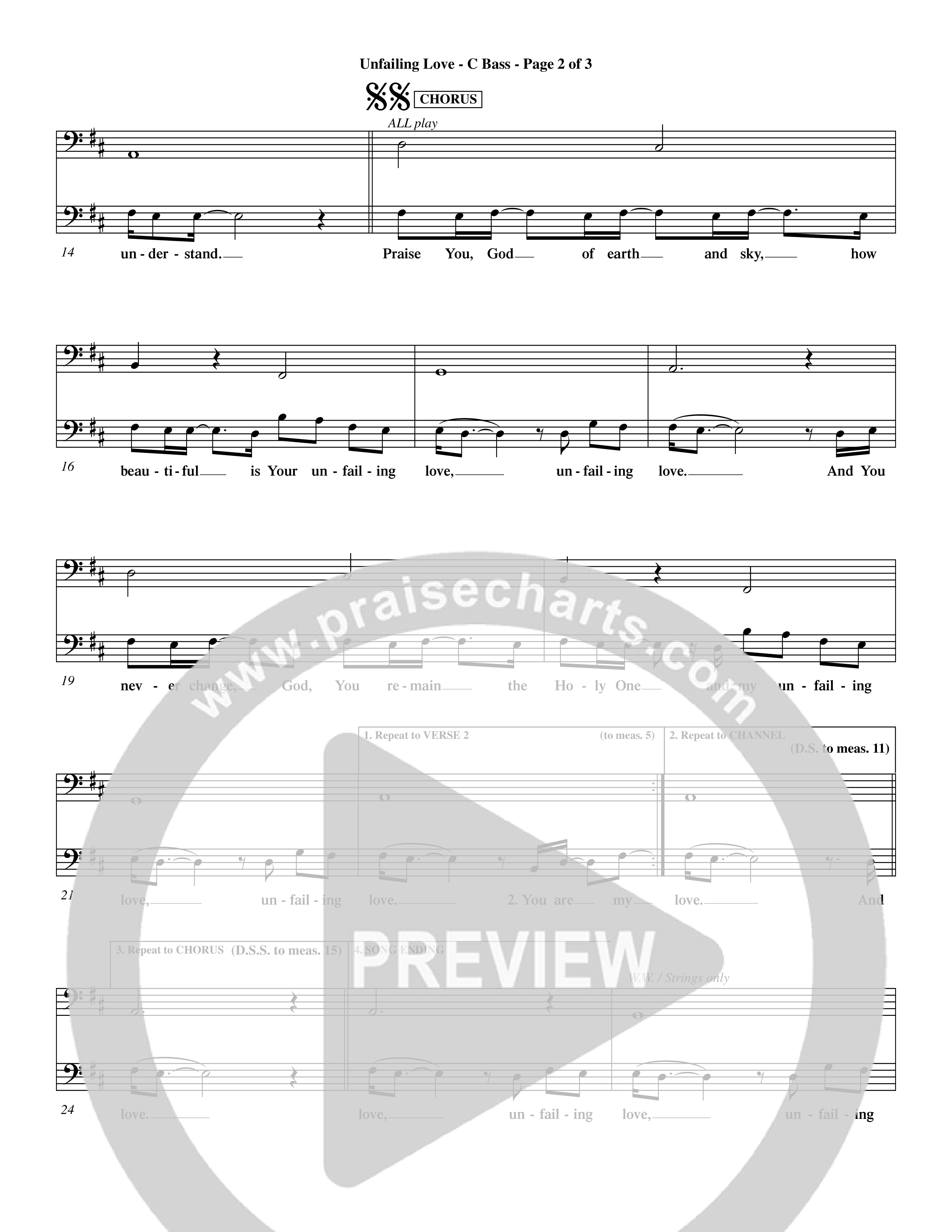 Unfailing Love (Choral Anthem SATB) Contrabass (Word Music Choral / Orch. Dave Williamson)