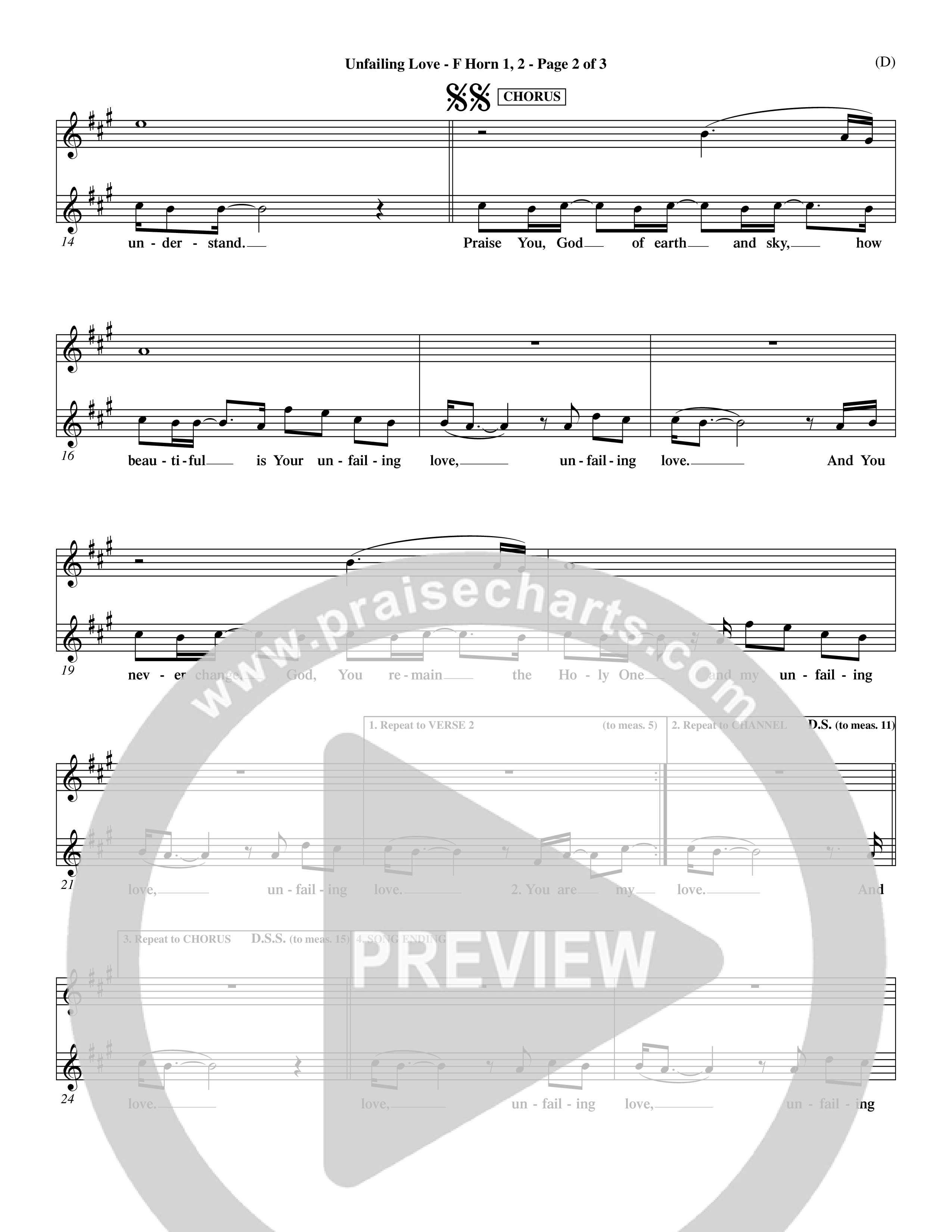 Unfailing Love (Choral Anthem SATB) French Horn (Word Music Choral / Orch. Dave Williamson)