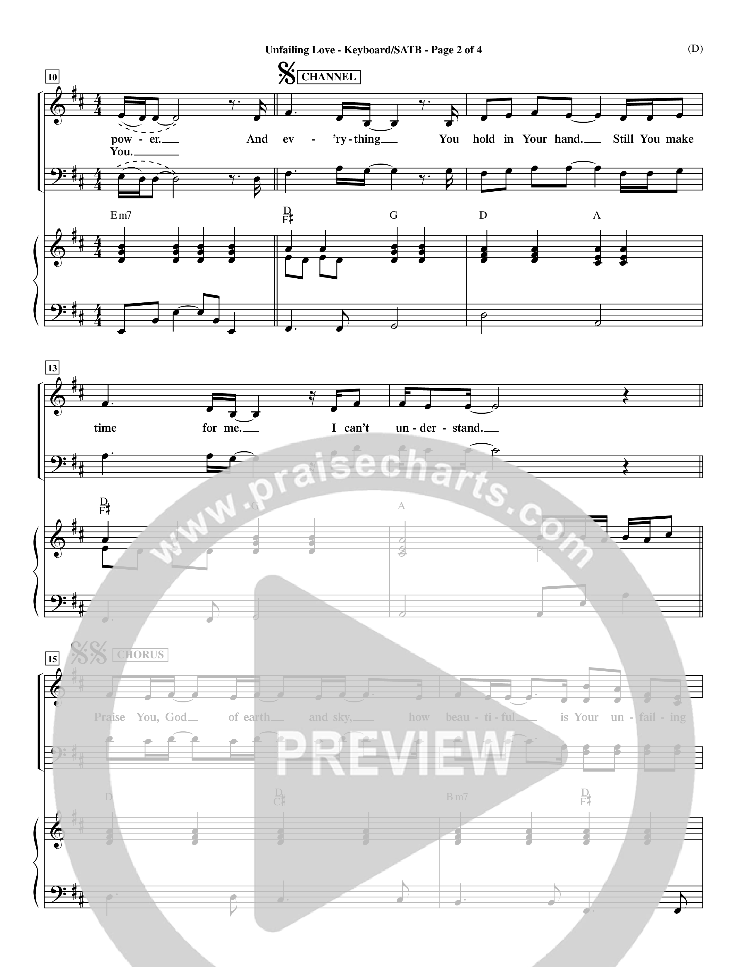 Unfailing Love (Choral Anthem SATB) Keyboard/Vocal (SATB) (Word Music Choral / Orch. Dave Williamson)