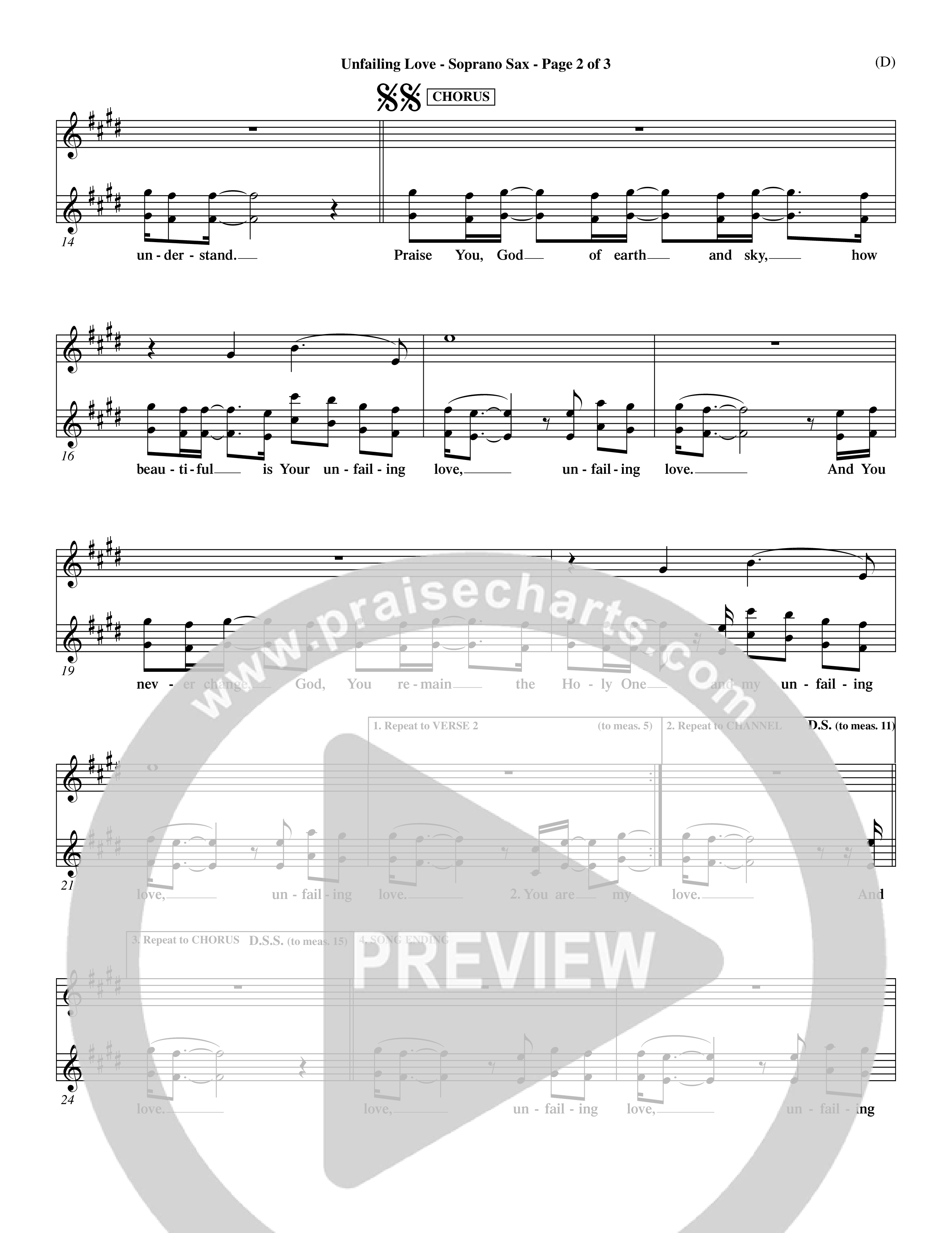 Unfailing Love (Choral Anthem SATB) Saxophone (Word Music Choral / Orch. Dave Williamson)