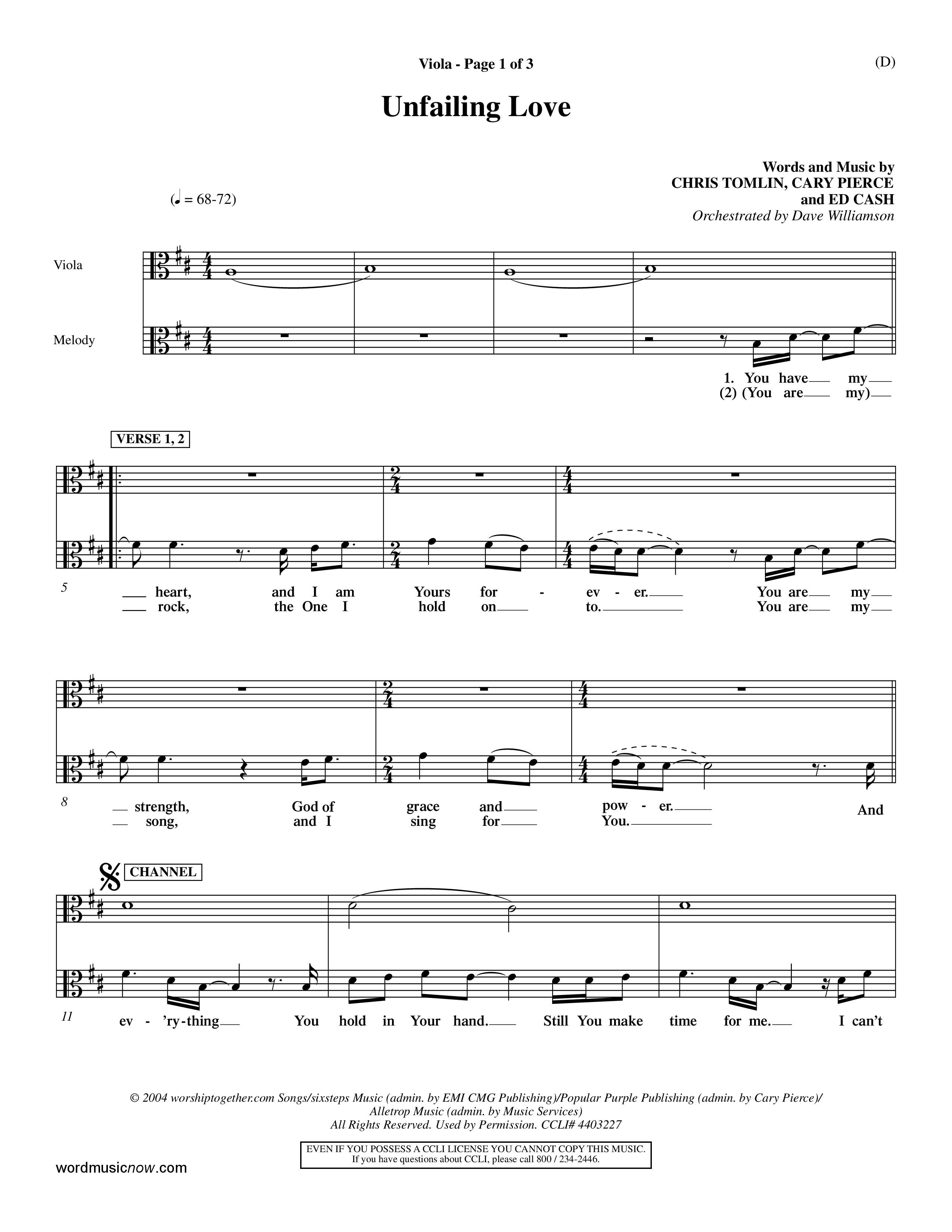 Unfailing Love (Choral Anthem SATB) Viola (Word Music Choral / Orch. Dave Williamson)