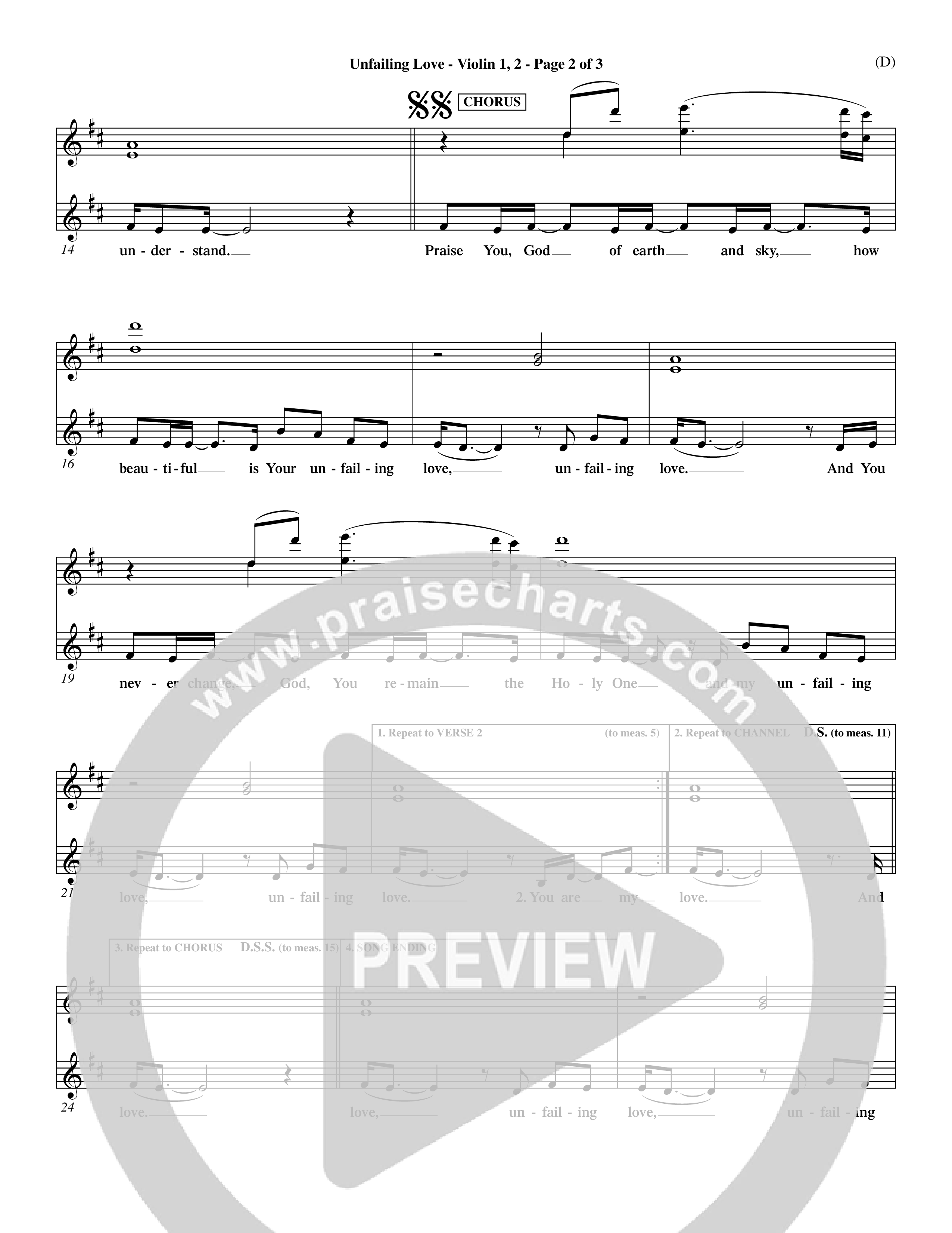 Unfailing Love (Choral Anthem SATB) Violin 1/2 (Word Music Choral / Orch. Dave Williamson)