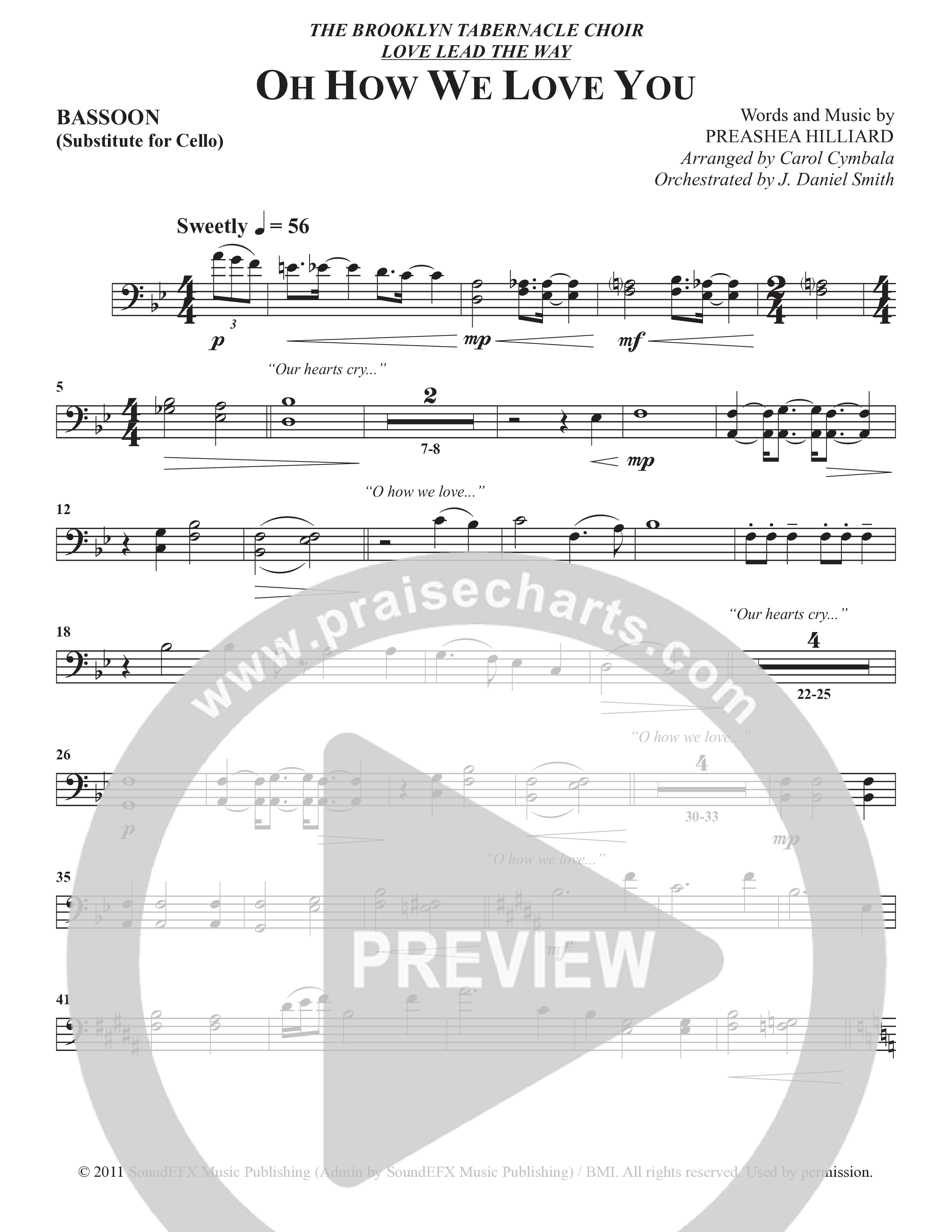 Oh How We Love You (Choral Anthem SATB) Bassoon (The Brooklyn Tabernacle Choir / Arr. Carol Cymbala / Orch. J. Daniel Smith)