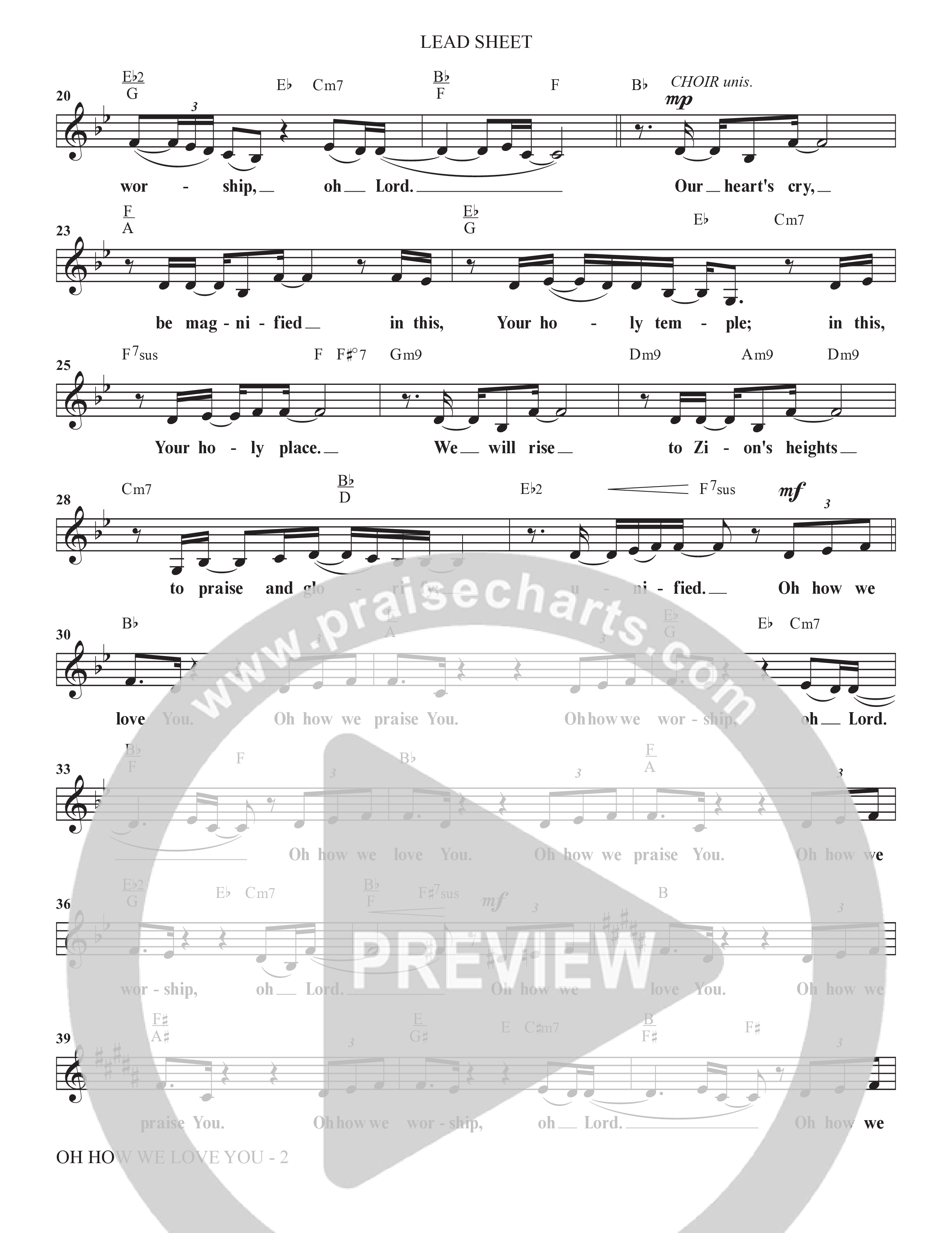 Oh How We Love You (Choral Anthem SATB) Lead Sheet (Melody) (The Brooklyn Tabernacle Choir / Arr. Carol Cymbala / Orch. J. Daniel Smith)