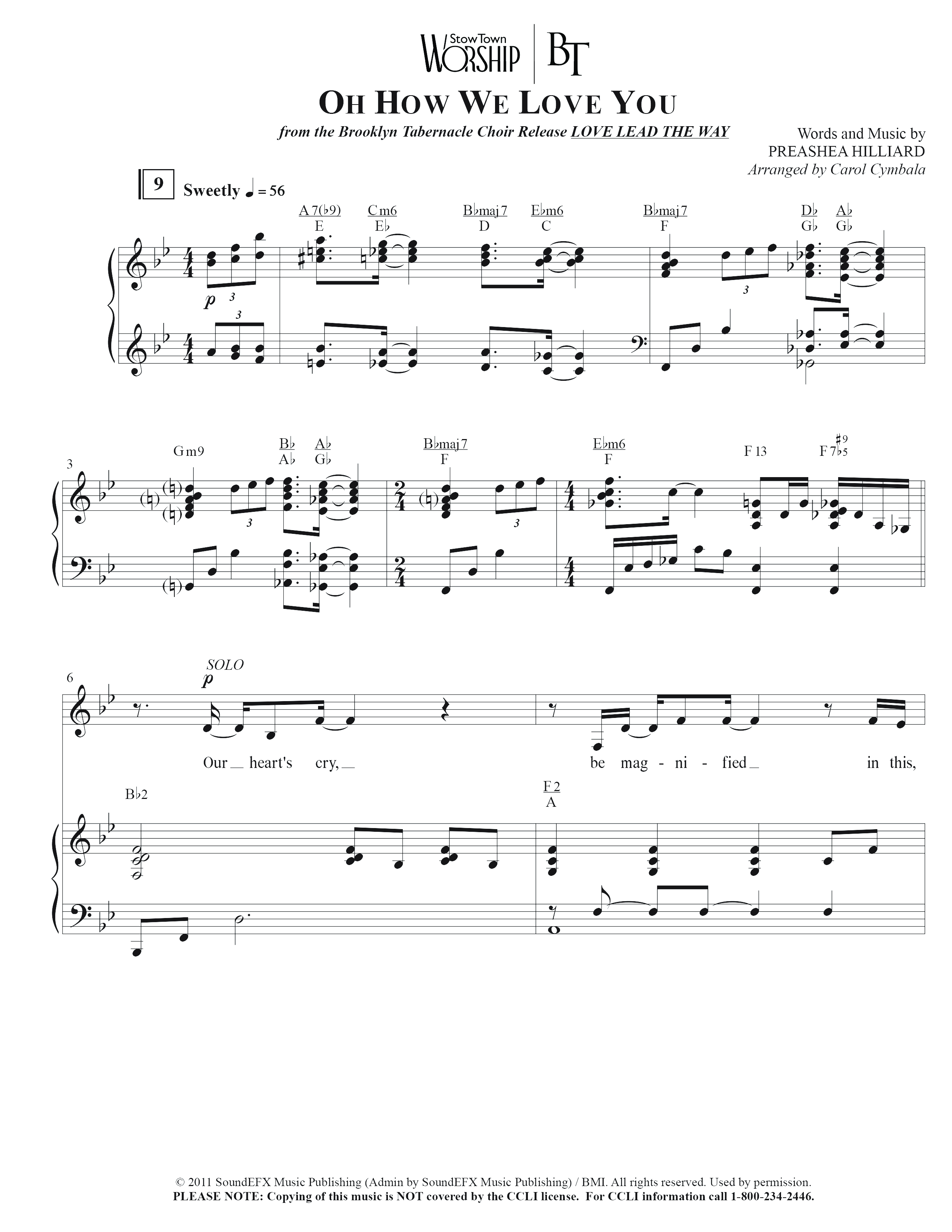 Oh How We Love You (Choral Anthem SATB) Anthem (SATB/Piano) (The Brooklyn Tabernacle Choir / Arr. Carol Cymbala / Orch. J. Daniel Smith)