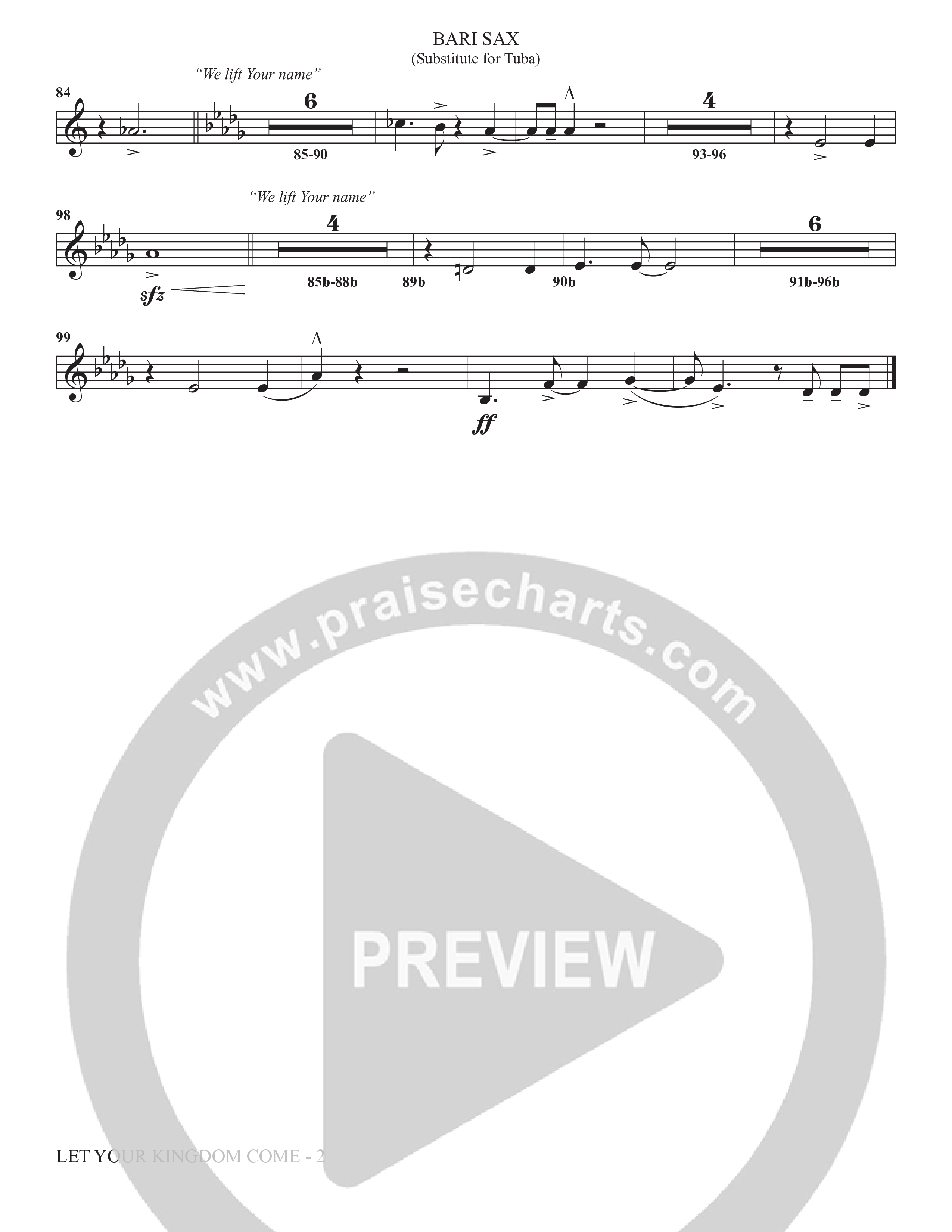 We Lift Your Name (Choral Anthem SATB) Bari Sax (The Brooklyn Tabernacle Choir / Arr. Carol Cymbala / Orch. Chris McDonald)