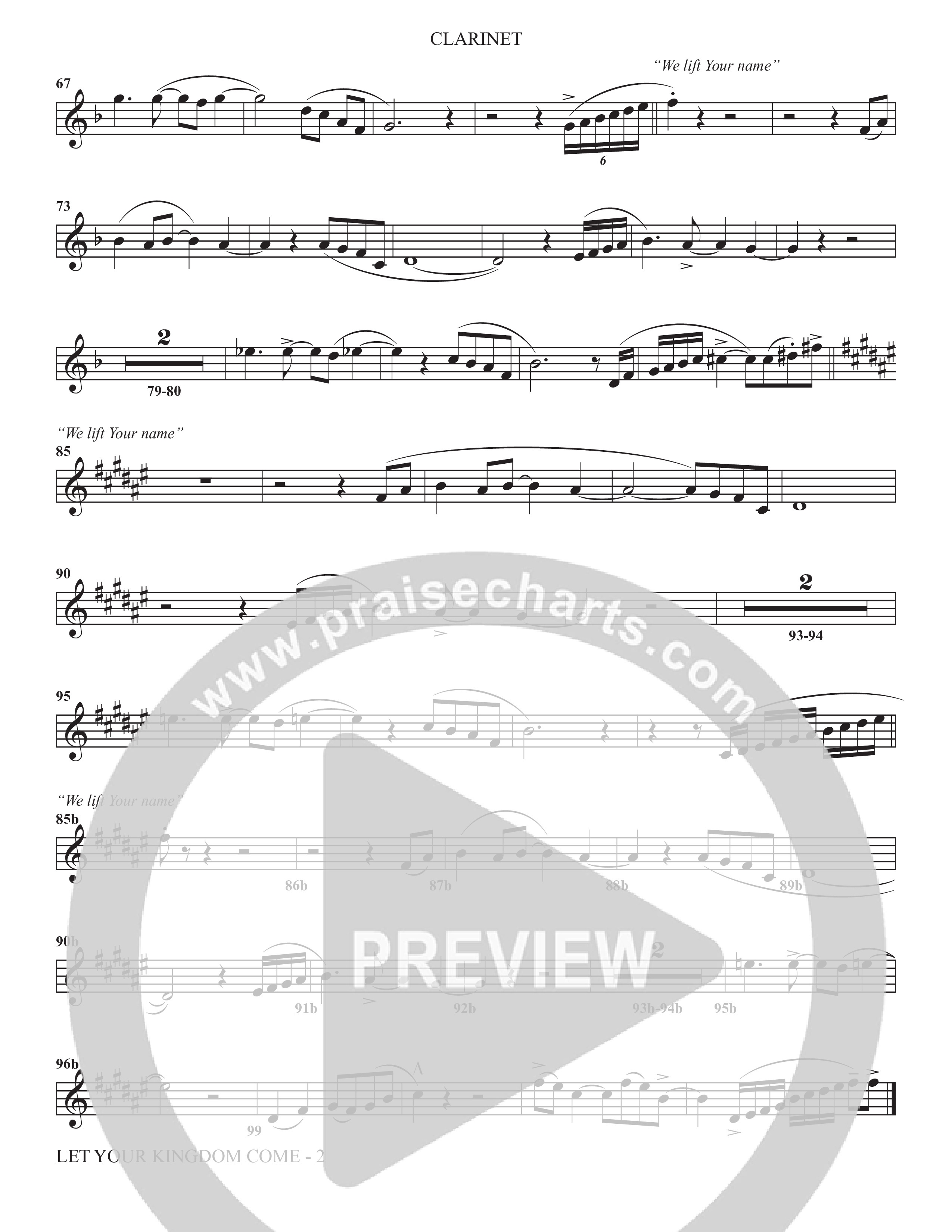 We Lift Your Name (Choral Anthem SATB) Clarinet (The Brooklyn Tabernacle Choir / Arr. Carol Cymbala / Orch. Chris McDonald)