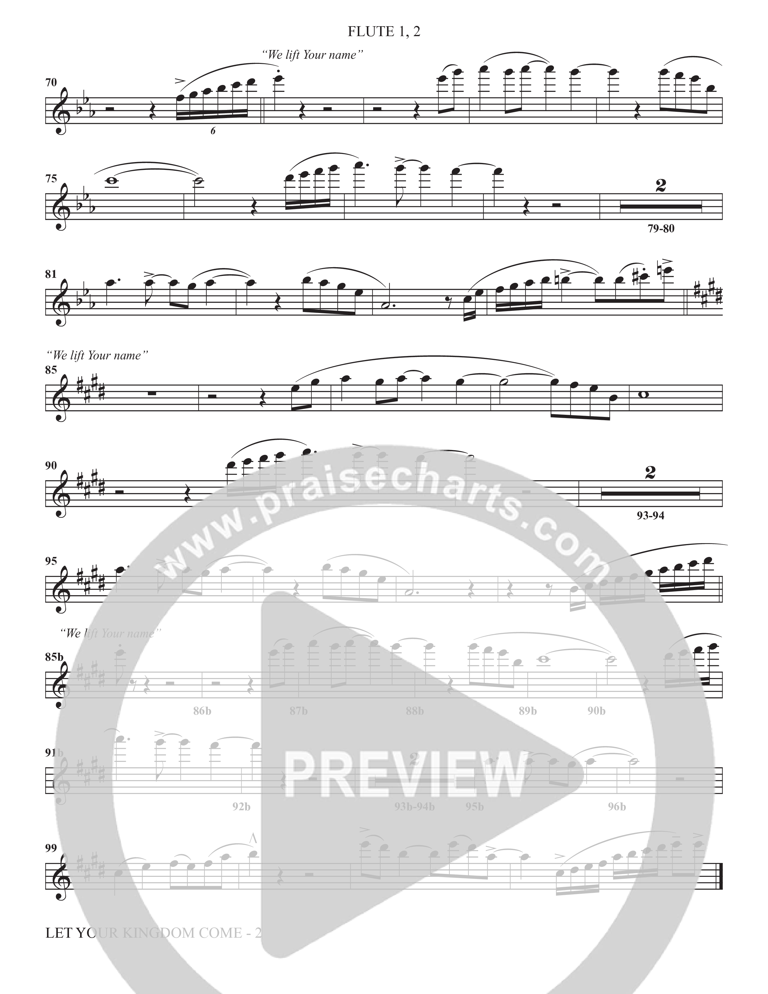 We Lift Your Name (Choral Anthem SATB) Flute 1/2 (The Brooklyn Tabernacle Choir / Arr. Carol Cymbala / Orch. Chris McDonald)