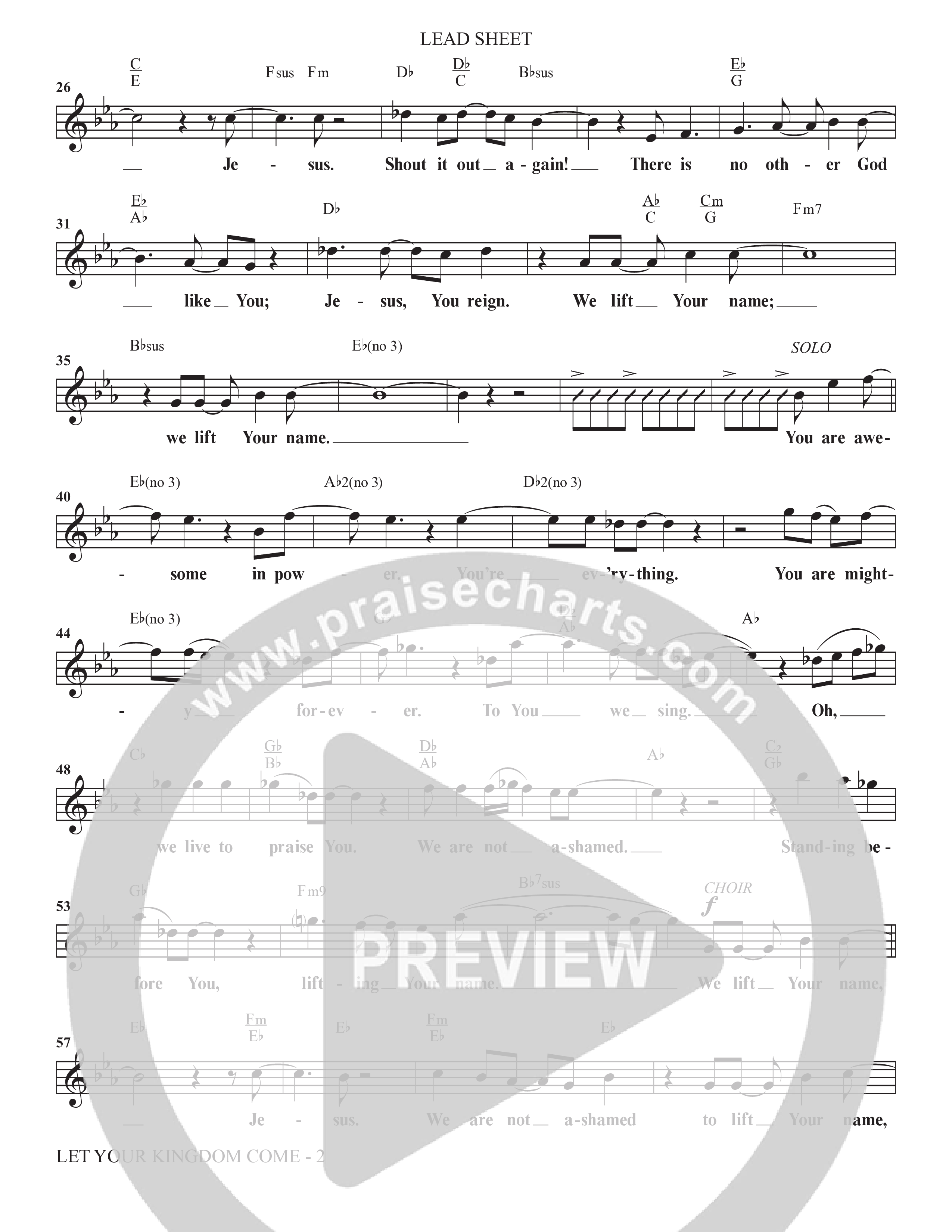 We Lift Your Name (Choral Anthem SATB) Lead Sheet (Melody) (The Brooklyn Tabernacle Choir / Arr. Carol Cymbala / Orch. Chris McDonald)