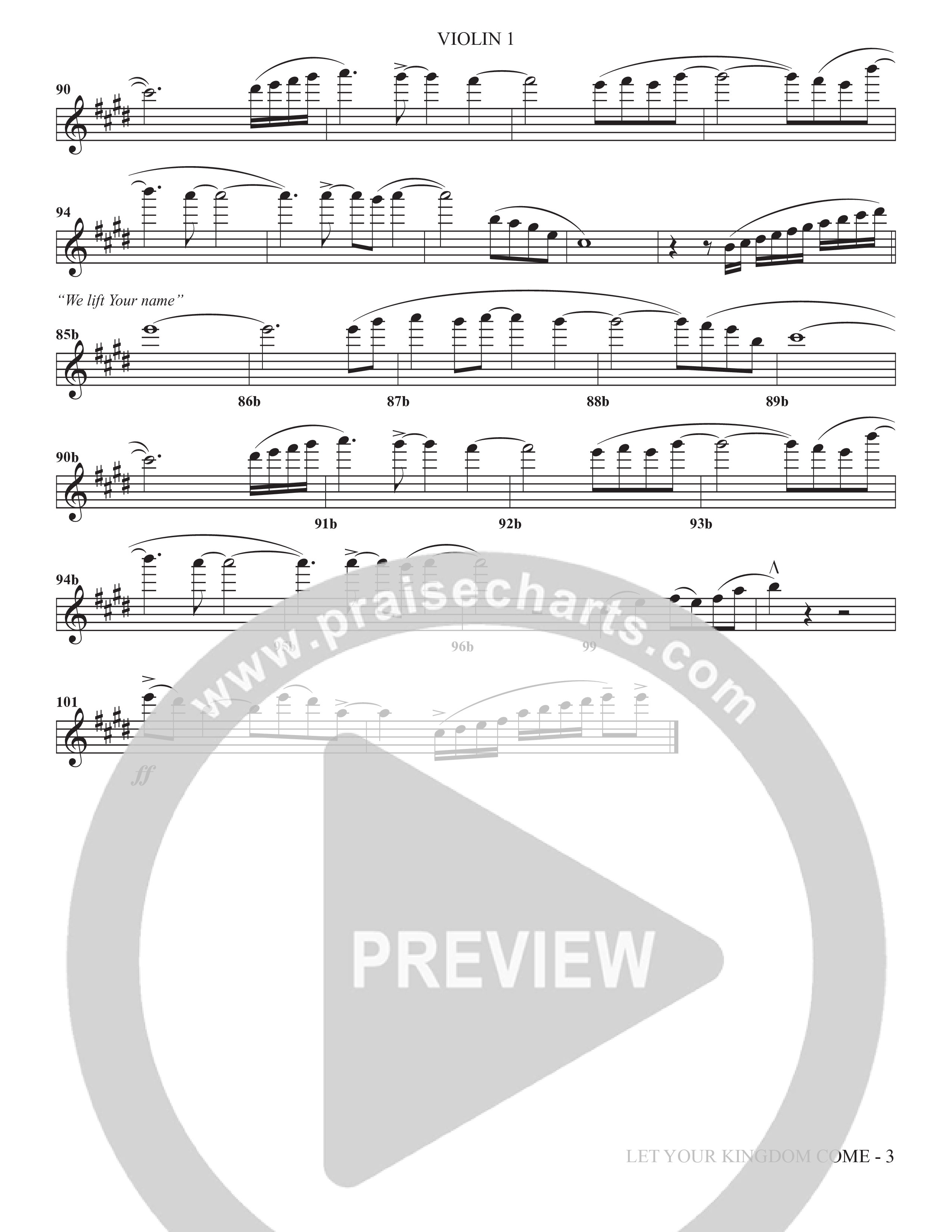 We Lift Your Name (Choral Anthem SATB) Violin 1 (The Brooklyn Tabernacle Choir / Arr. Carol Cymbala / Orch. Chris McDonald)