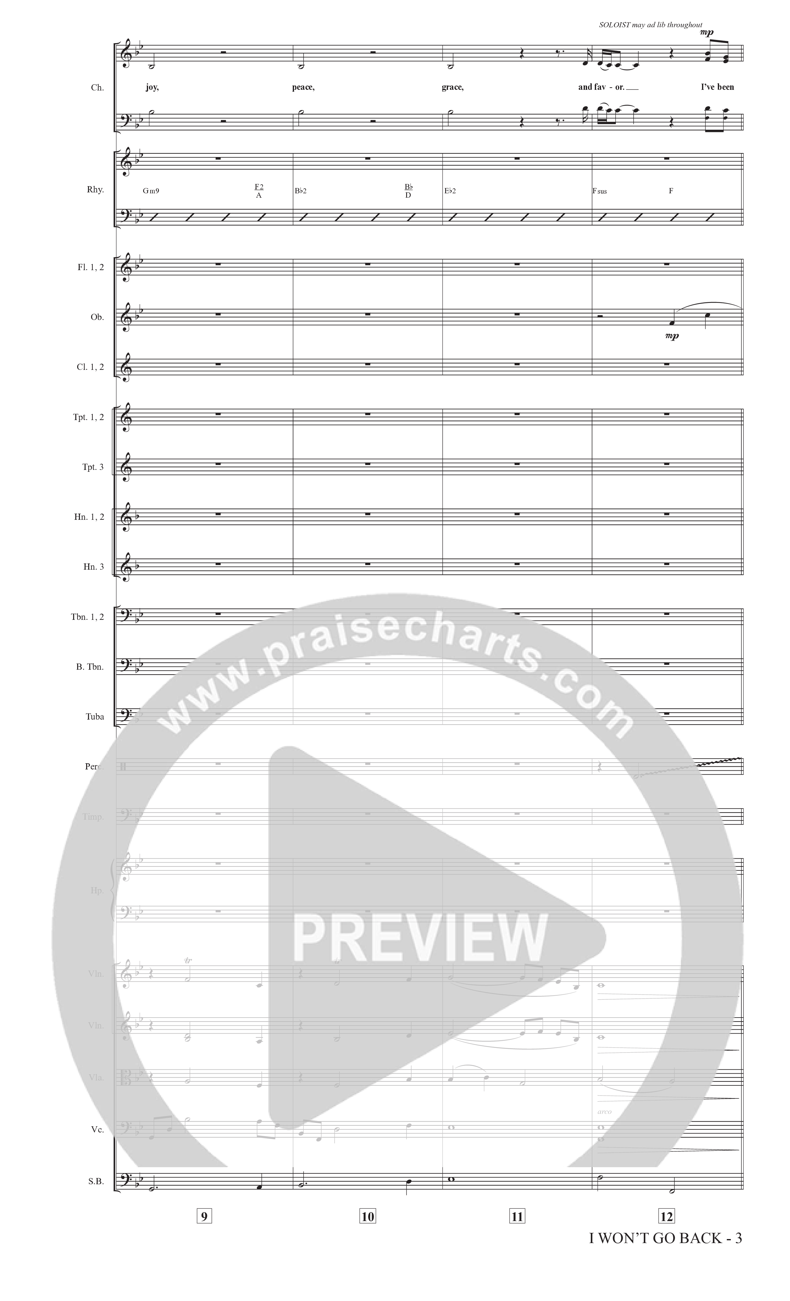 I Won't Go Back (Choral Anthem SATB) Orchestration (The Brooklyn Tabernacle Choir / Arr. Carol Cymbala / Orch. J. Daniel Smith)