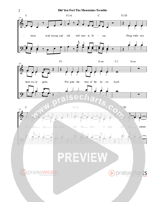 Did You Feel the Mountains Tremble Lead Sheet (PraiseVocals)