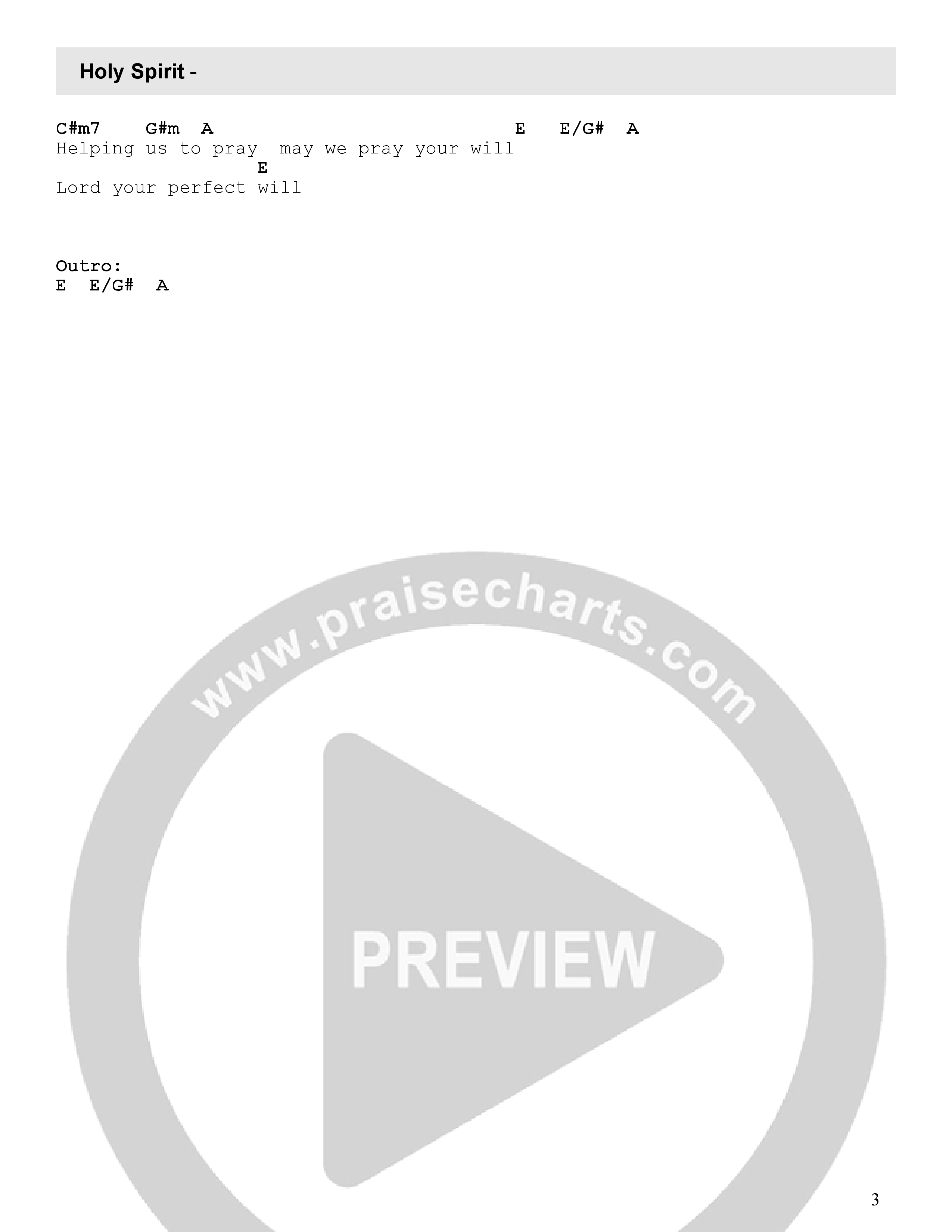 Holy Spirit (Reimagined) Chord Chart (FC Music)